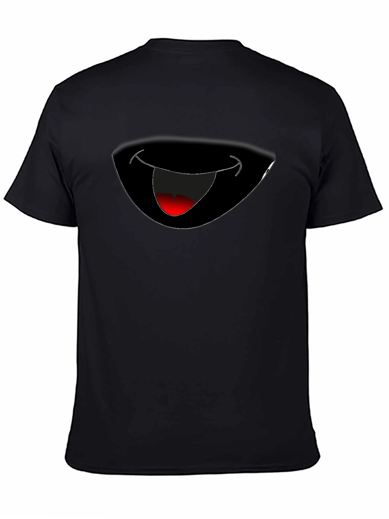 Camiseta Negra con Diseño de Boca Sonriente