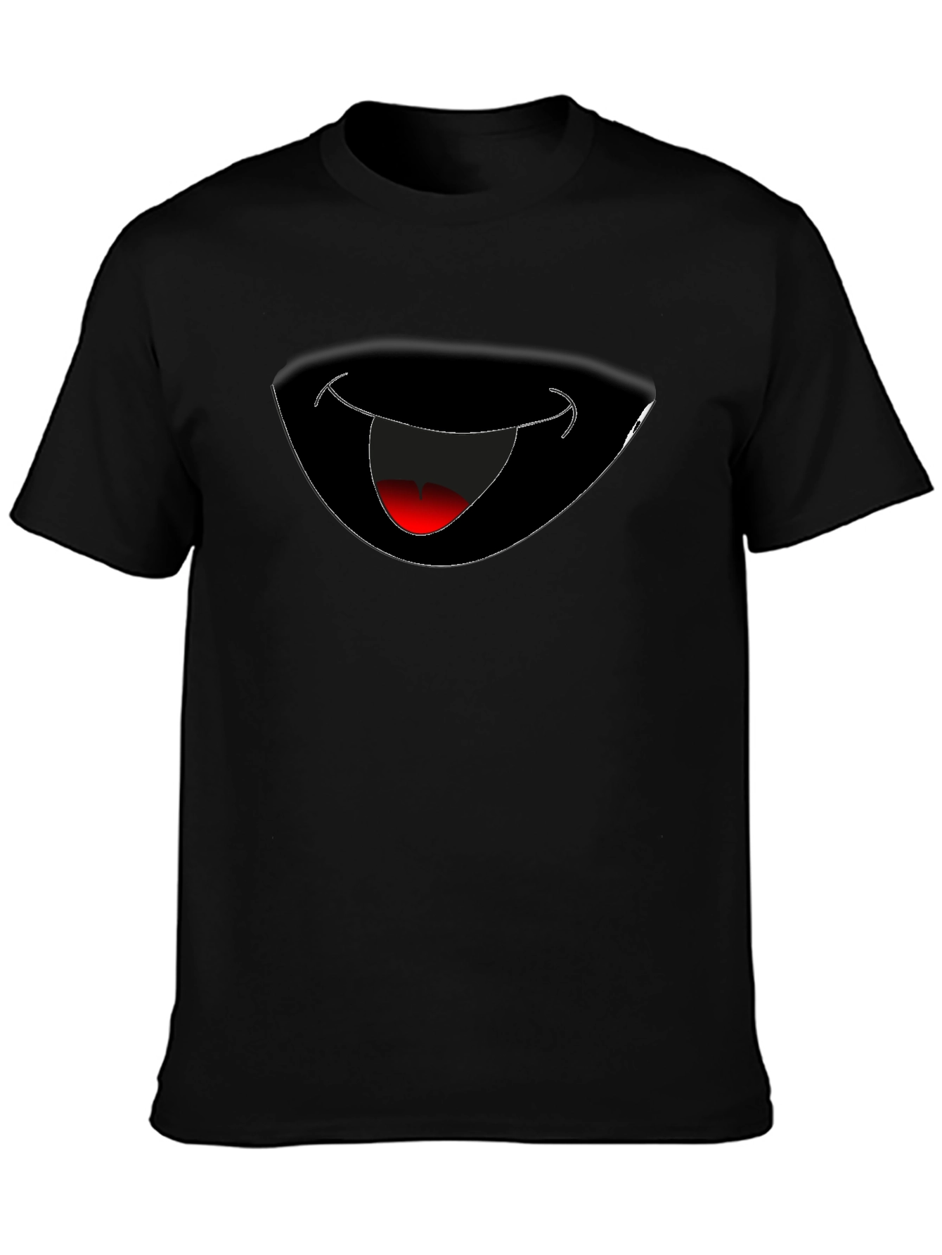 Camiseta Negra con Diseño de Boca Sonriente