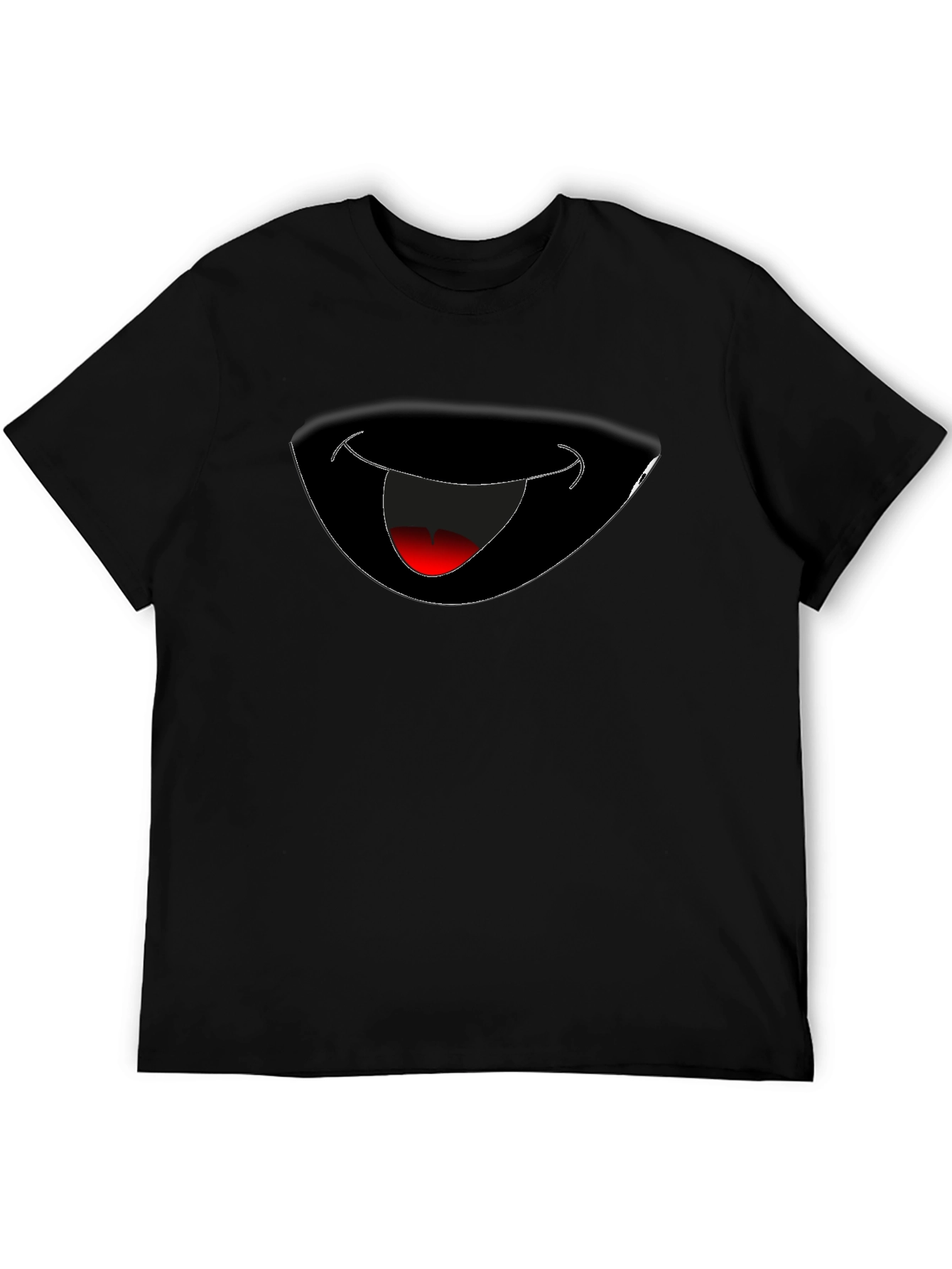 Camiseta Negra con Diseño de Boca Sonriente