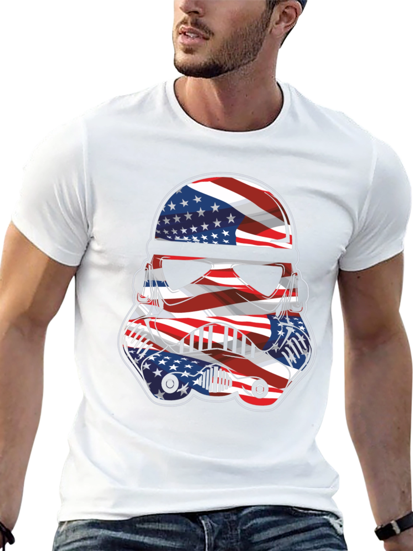 Camiseta Hombre Diseño Stormtrooper Patriótico