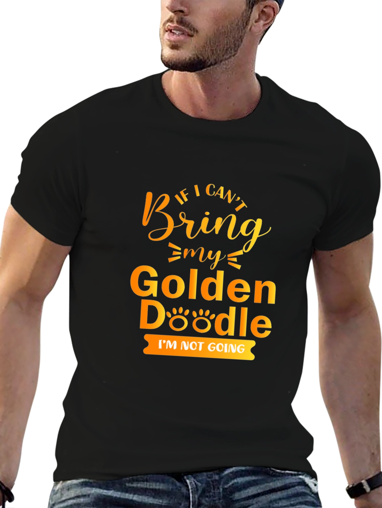 Camiseta Negra Golden Doodle: Si No Viene Yo Tampoco