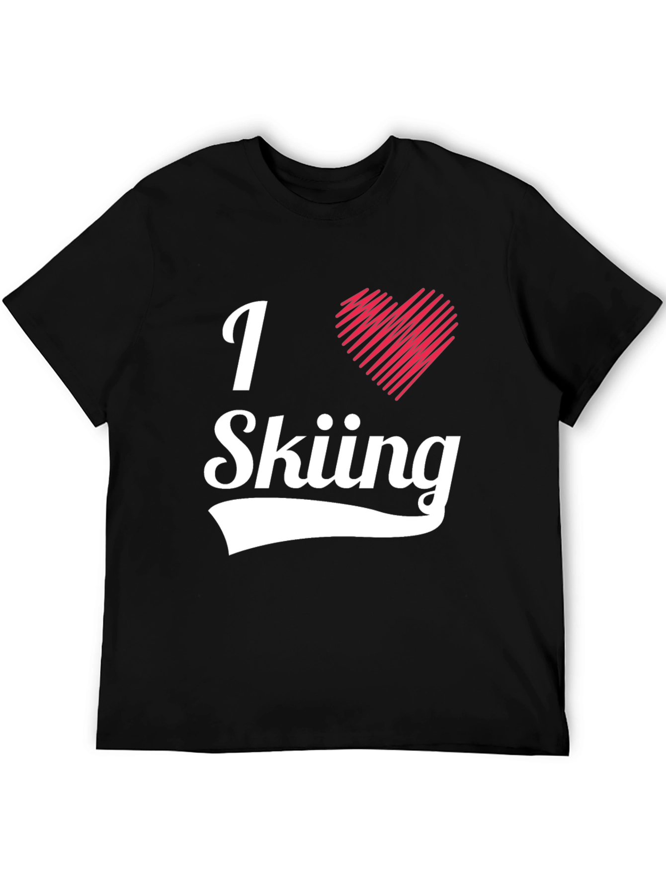 Camiseta Negra I Love Skiing para Hombre