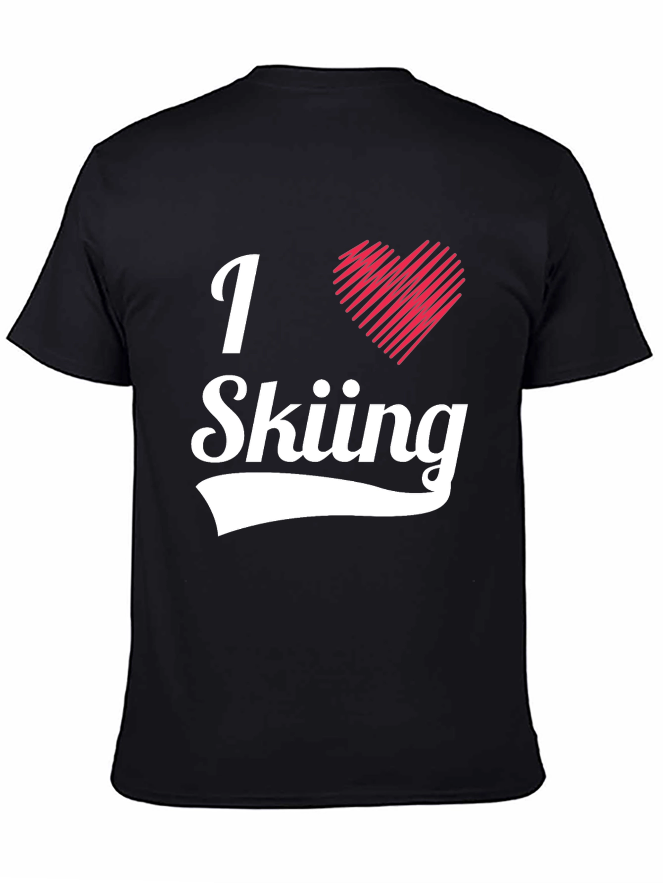 Camiseta Negra I Love Skiing para Hombre
