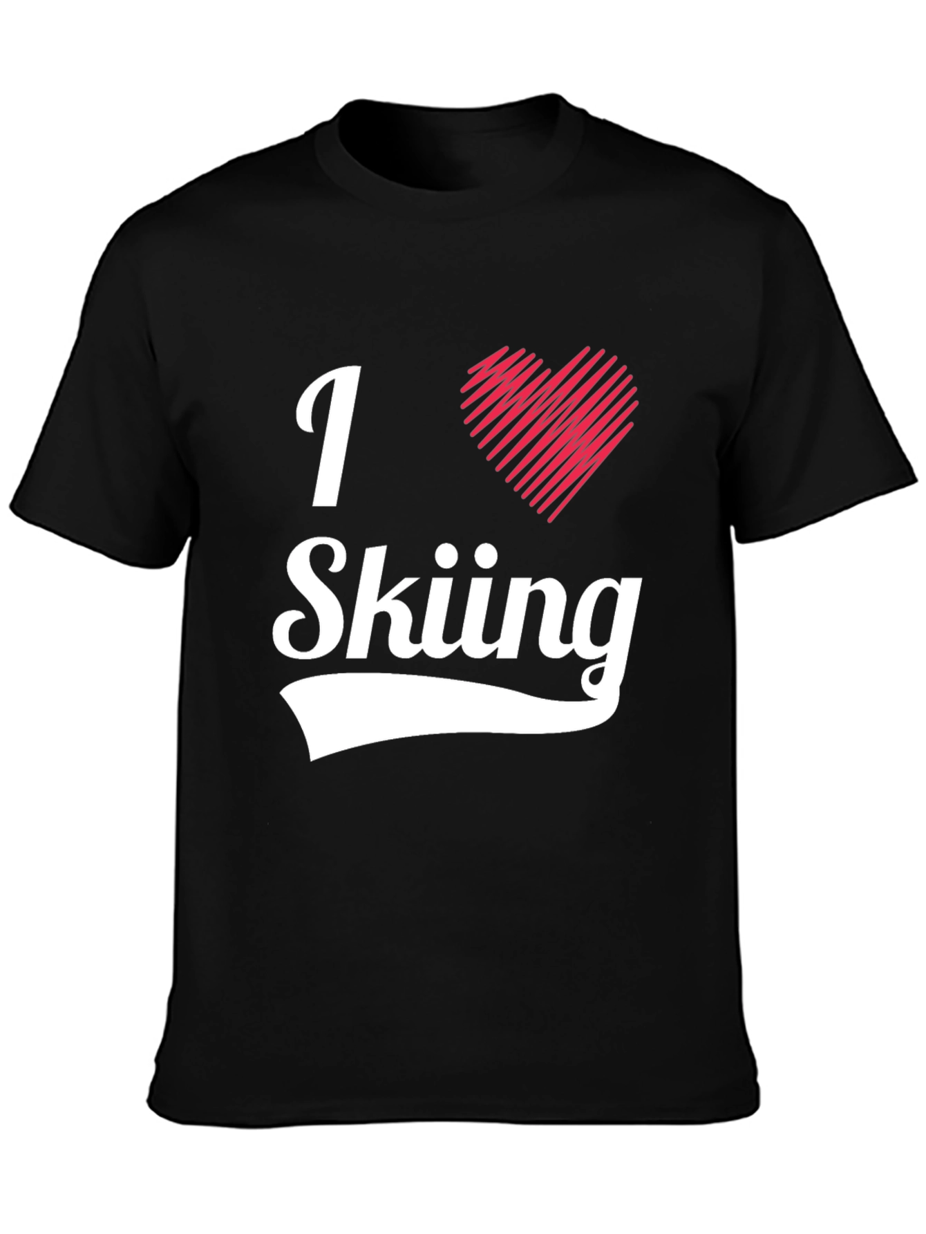 Camiseta Negra I Love Skiing para Hombre