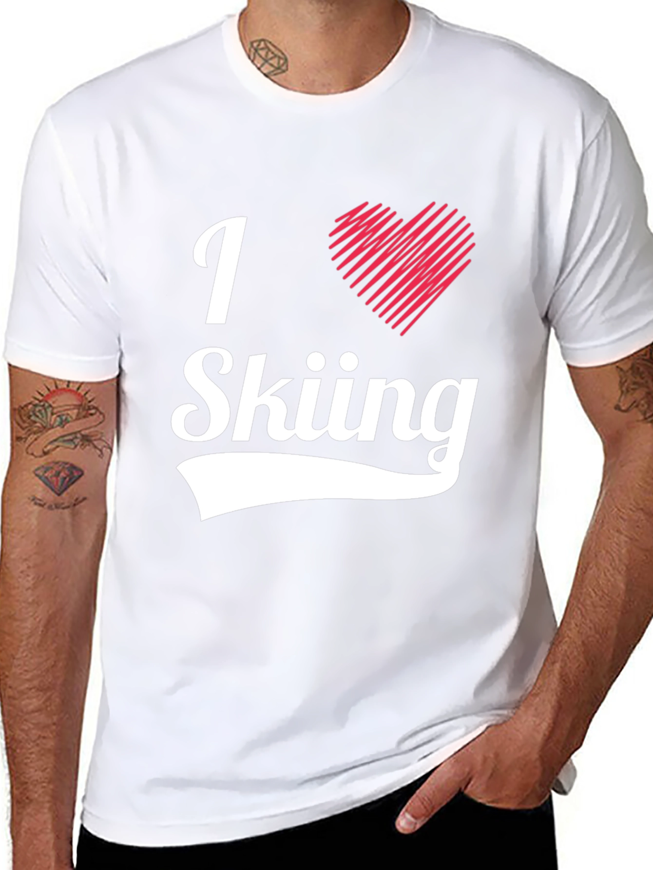 Camiseta Negra I Love Skiing para Hombre
