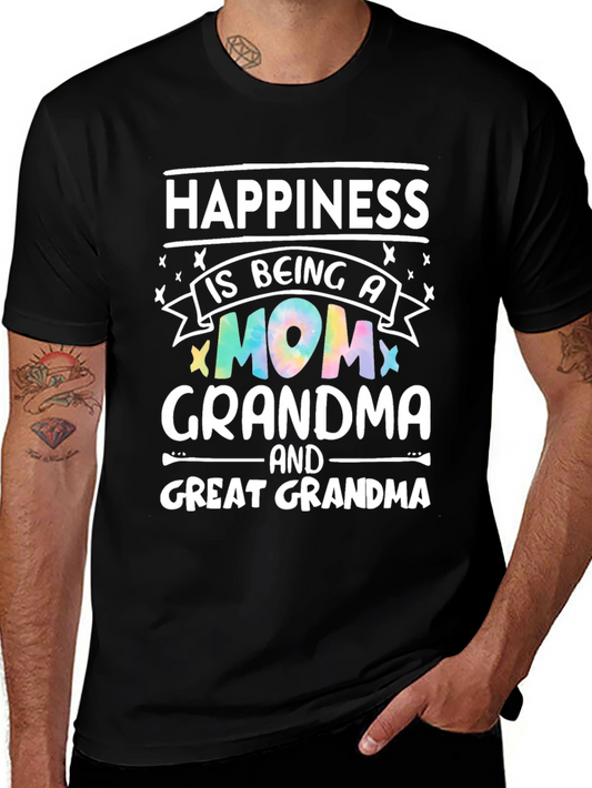 Camiseta Negra Happiness is Being a Mom Grandma
