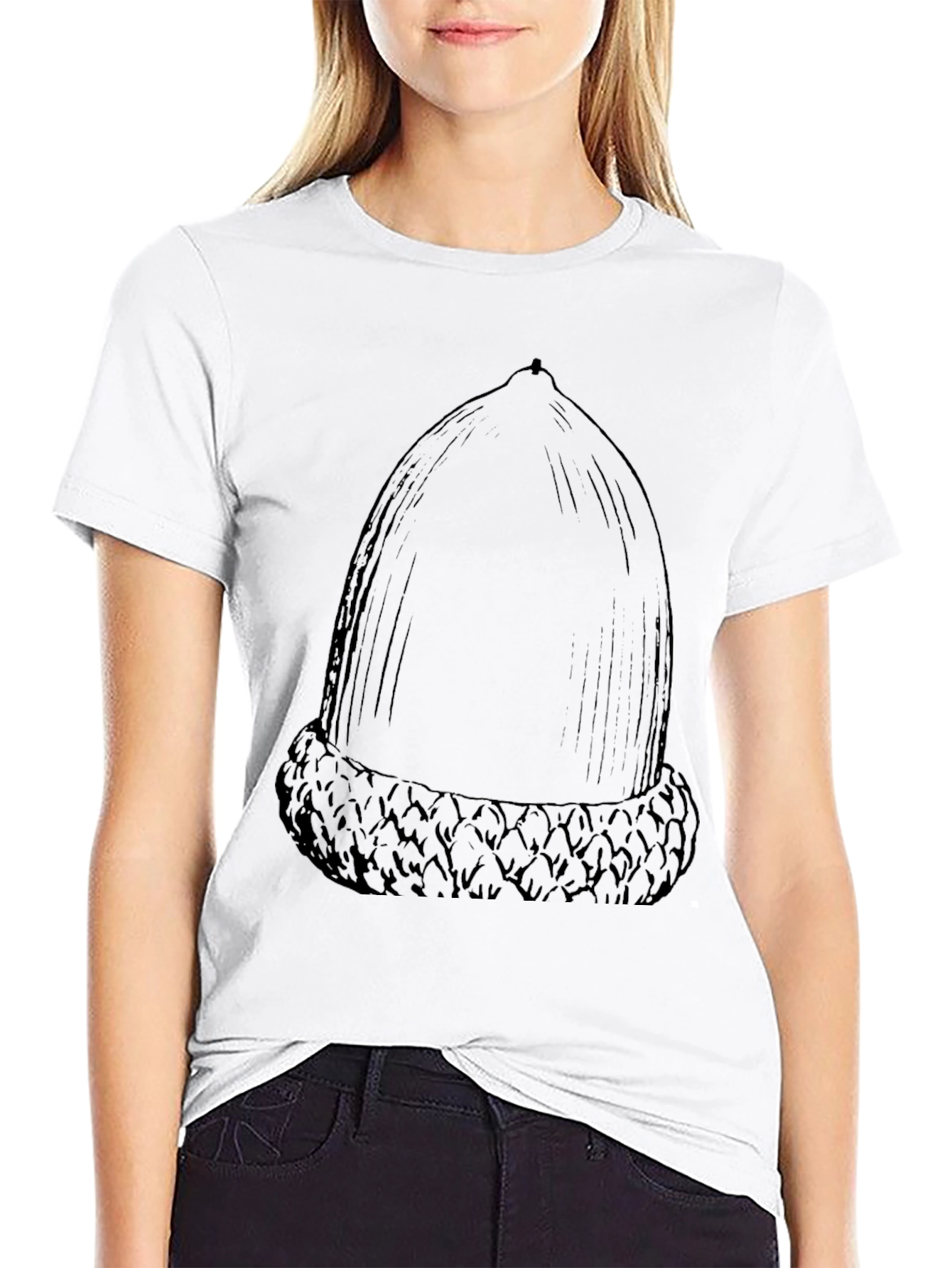 Camiseta Negra con Diseño de Bellota