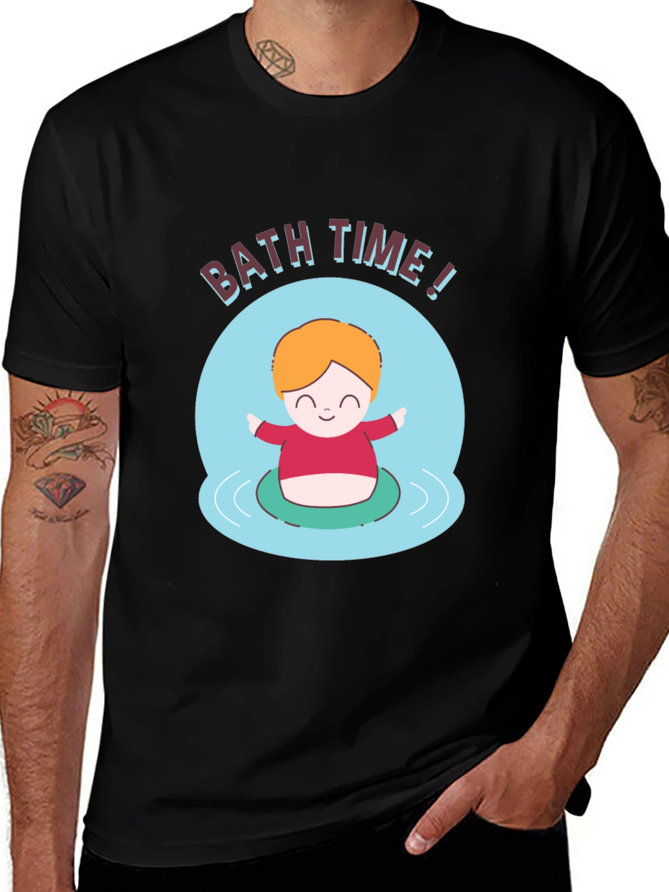 Camiseta Negra Divertida Bath Time!