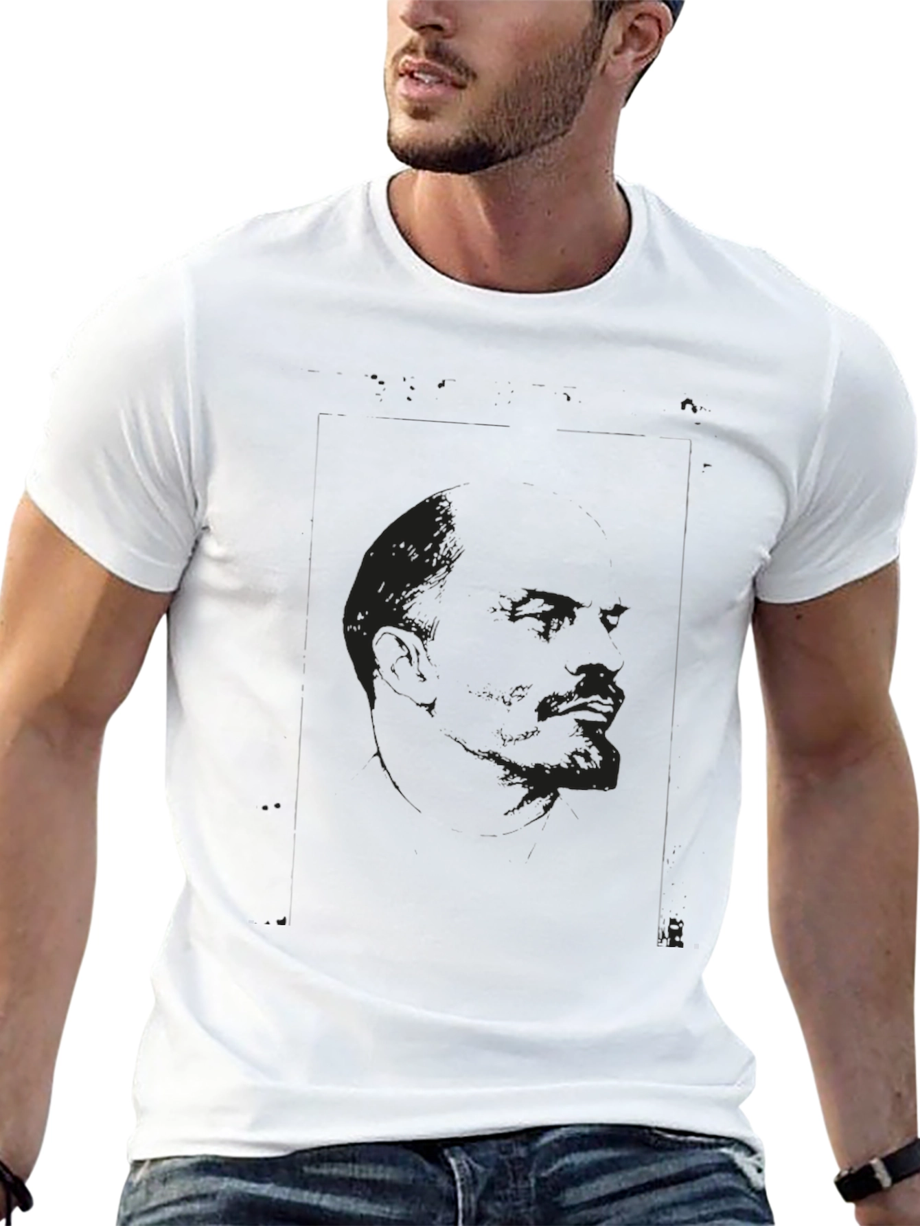 Camiseta Negra Estampada con Diseño Abstracto