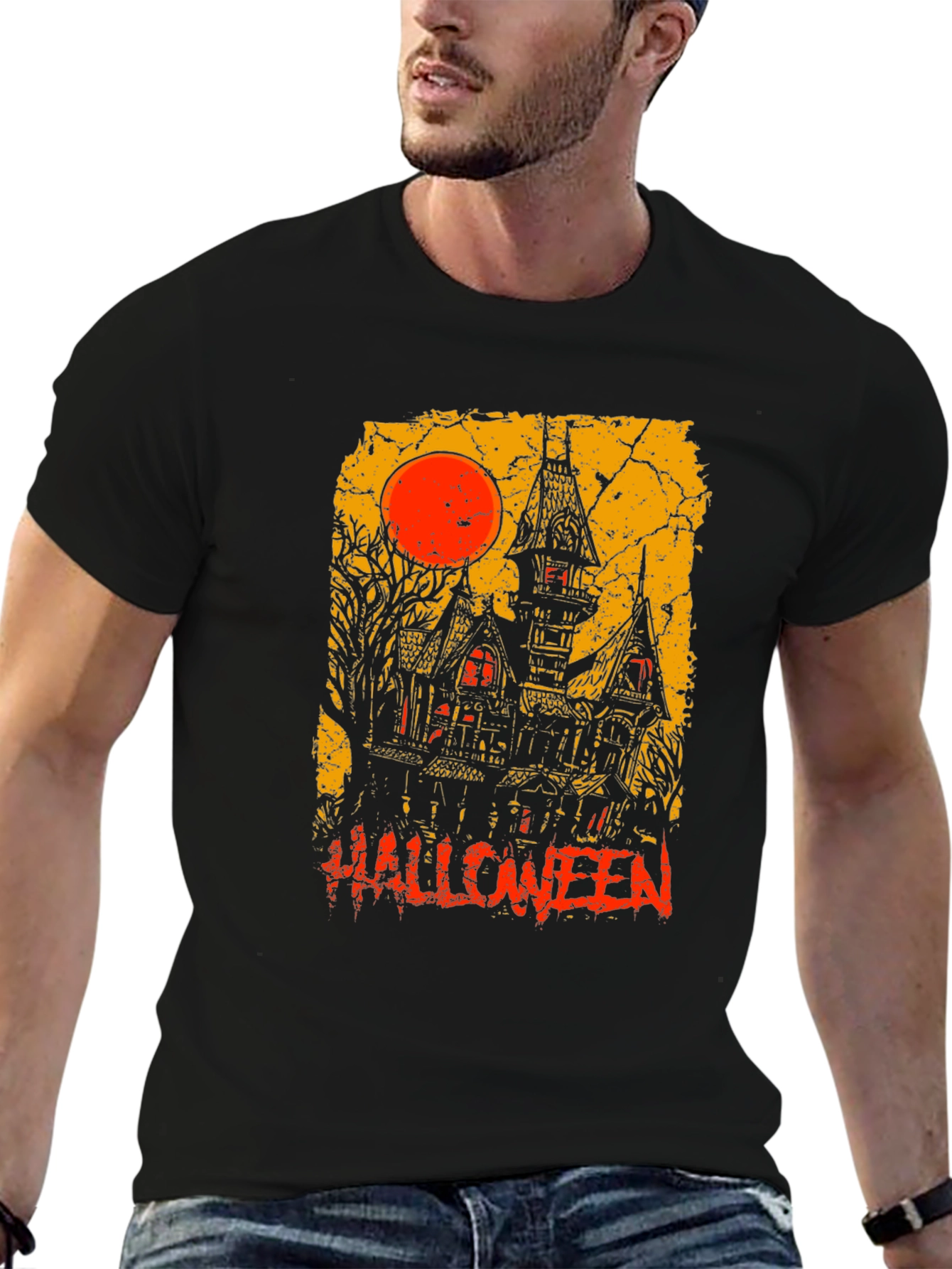 Camiseta Halloween Casa Embrujada Luna Roja