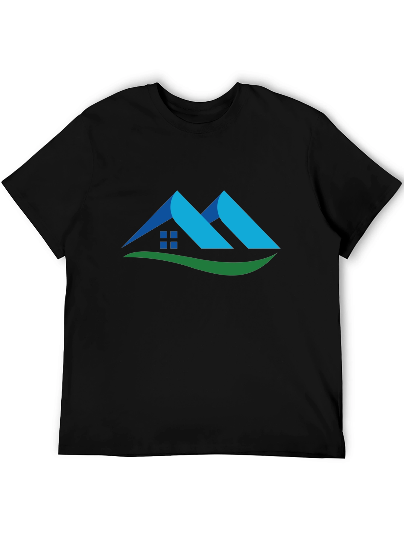 Camiseta Negra con Diseño de Casa Abstracta
