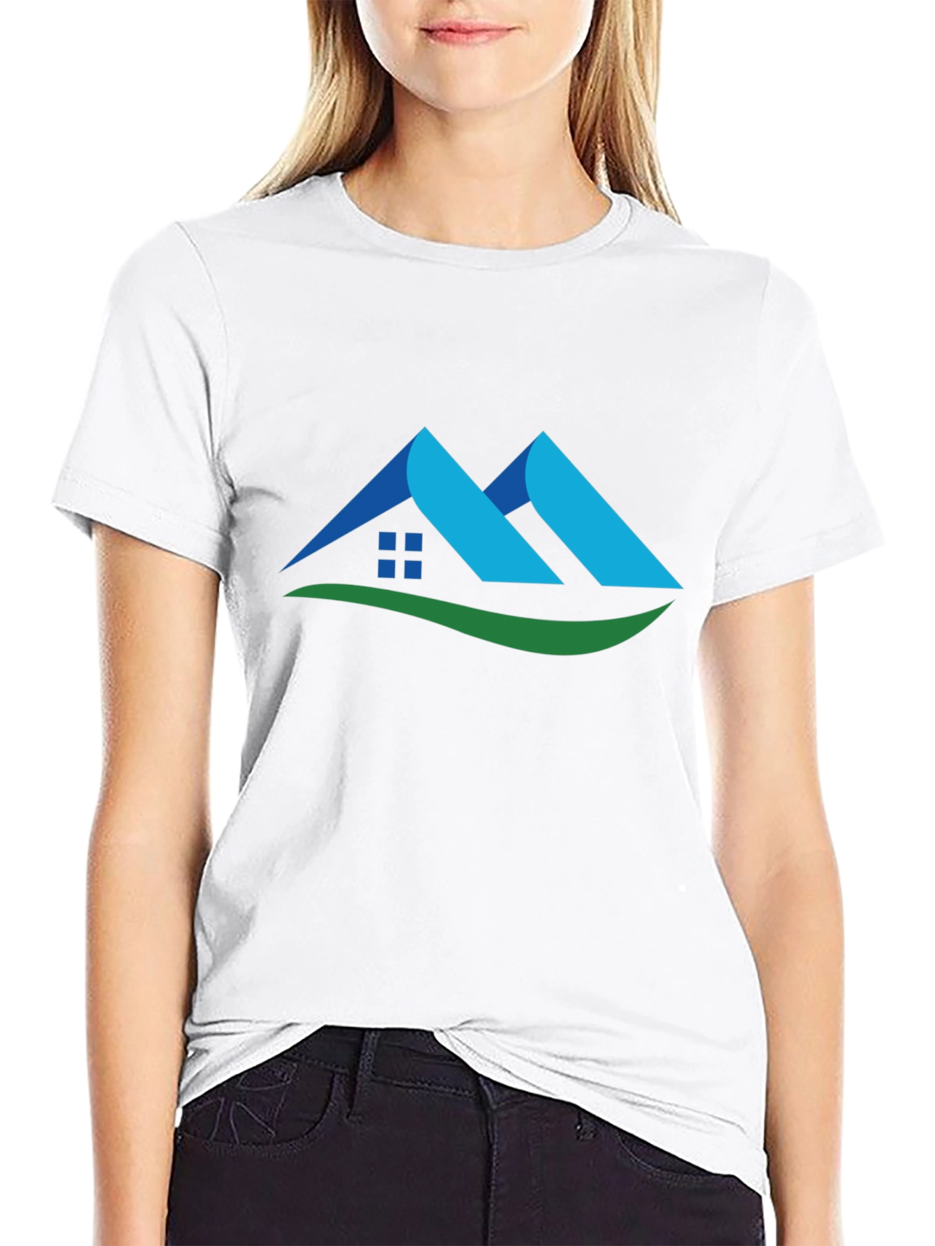 Camiseta Negra con Diseño de Casa Abstracta
