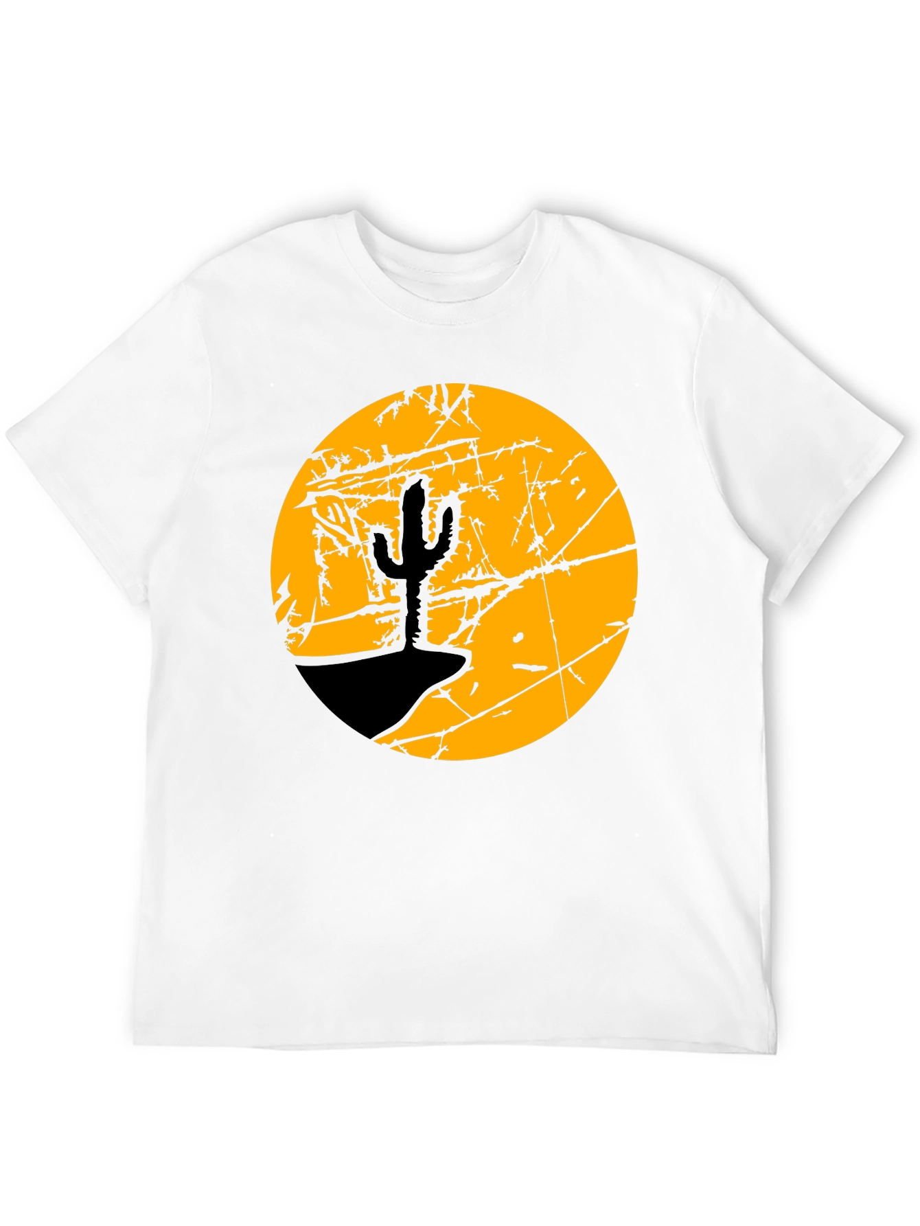 Camiseta Negra con Diseño de Cactus y Luna
