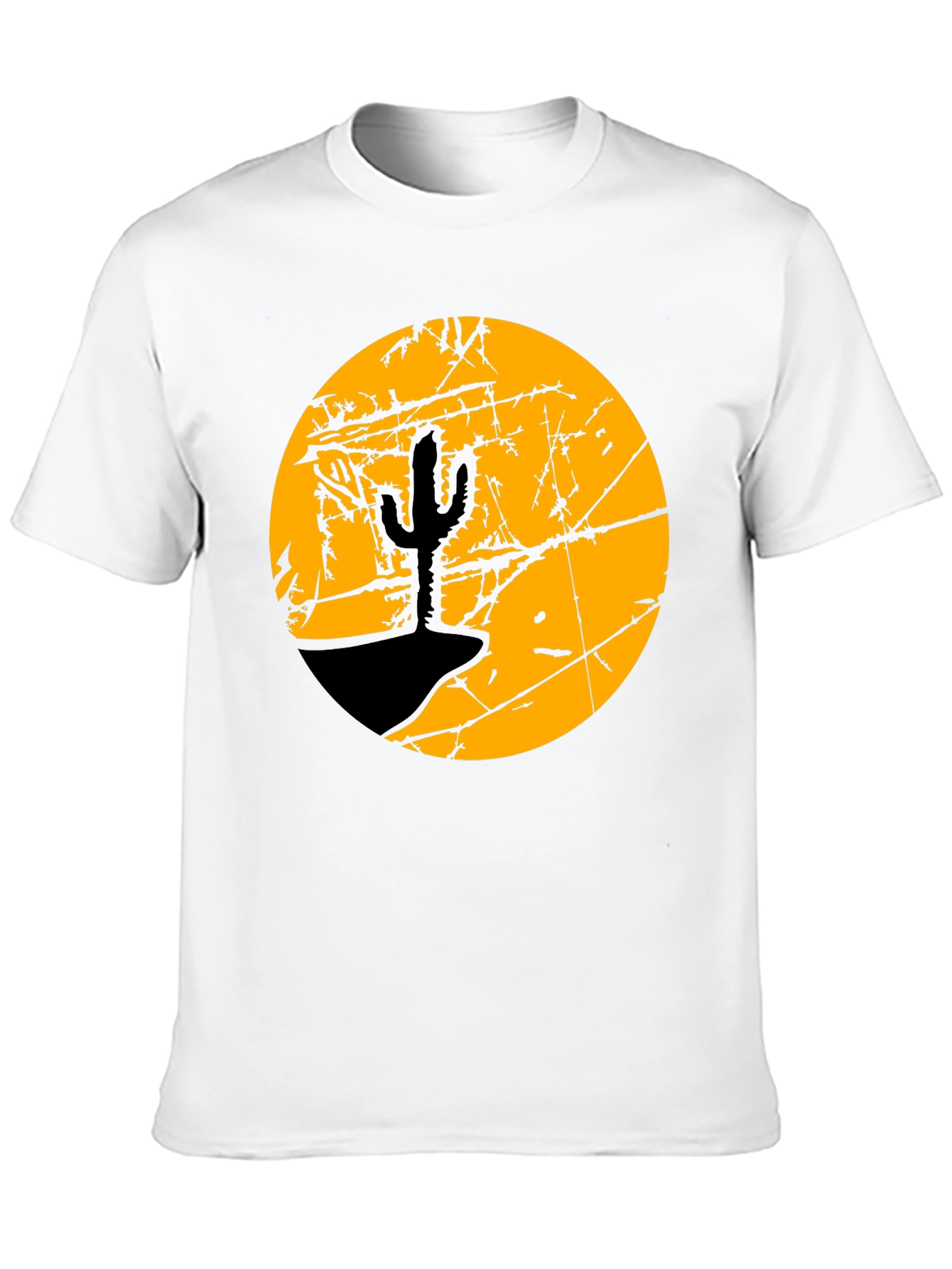 Camiseta Negra con Diseño de Cactus y Luna