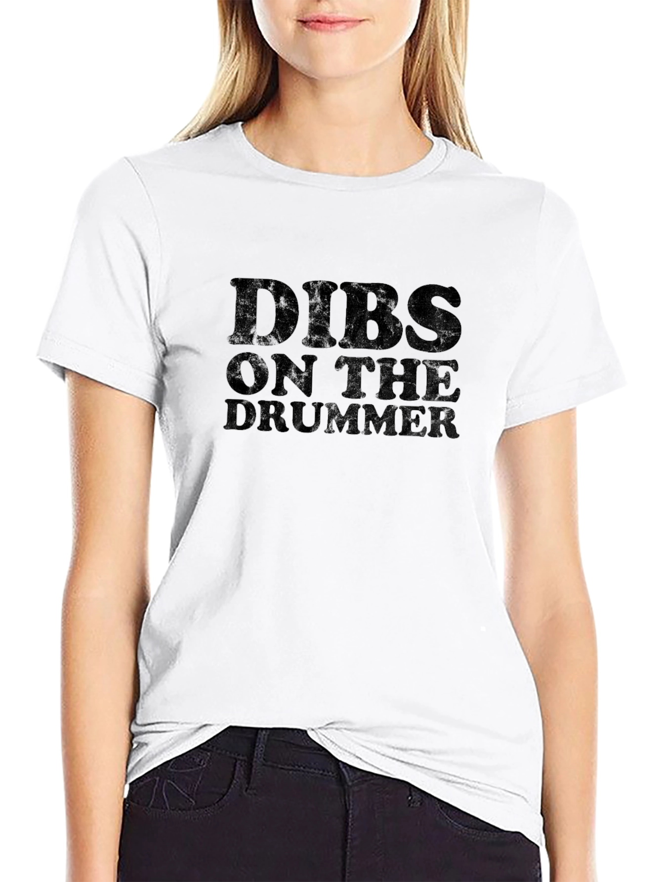 Camiseta Negra Dibs On The Drummer para Hombre
