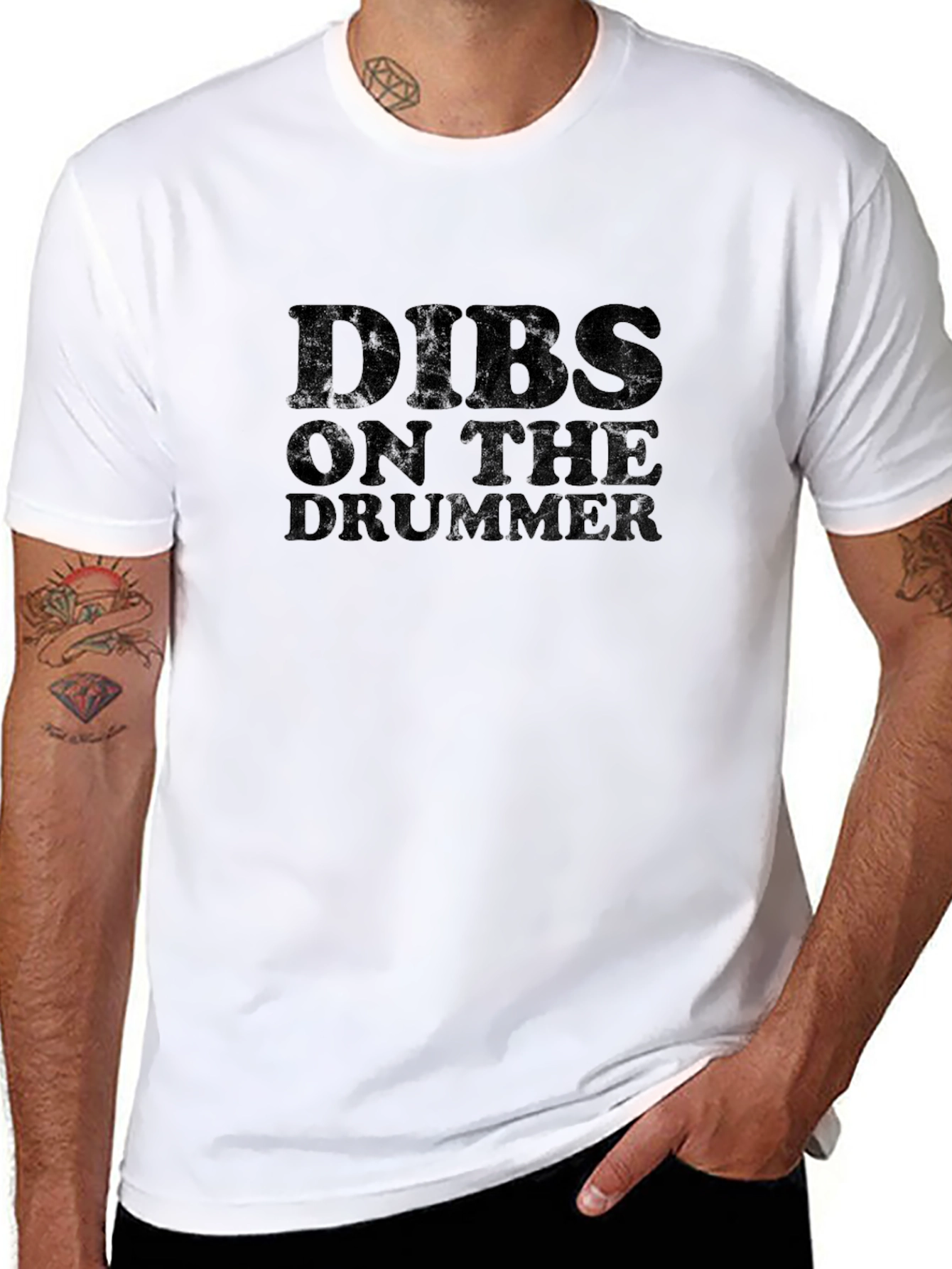 Camiseta Negra Dibs On The Drummer para Hombre
