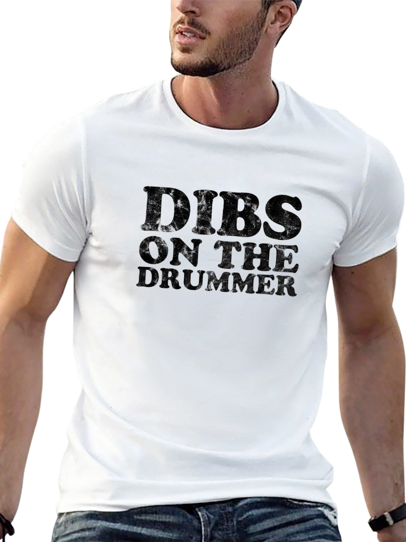 Camiseta Negra Dibs On The Drummer para Hombre