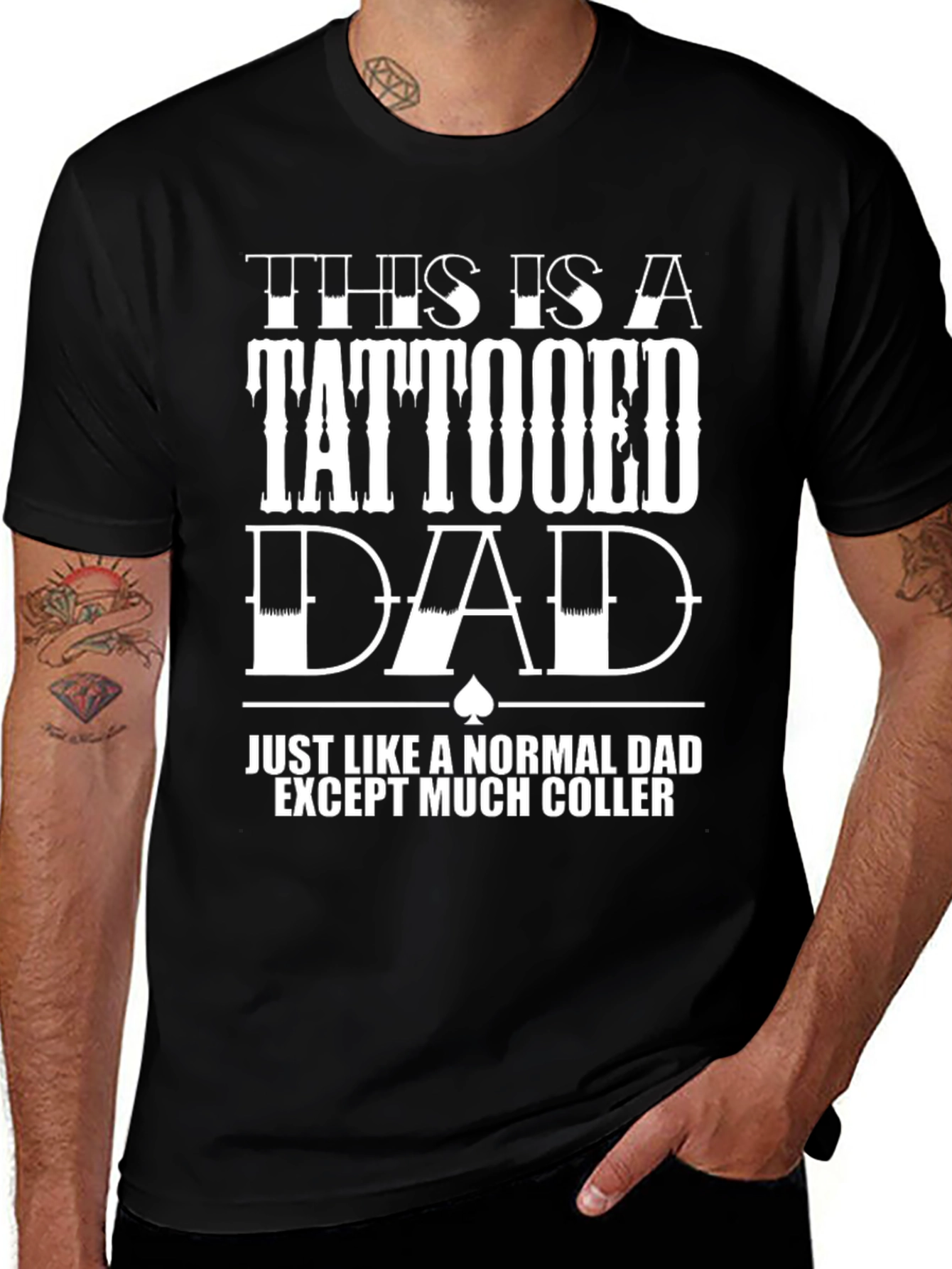 Camiseta Negra Papá Tatuado Diseño Original