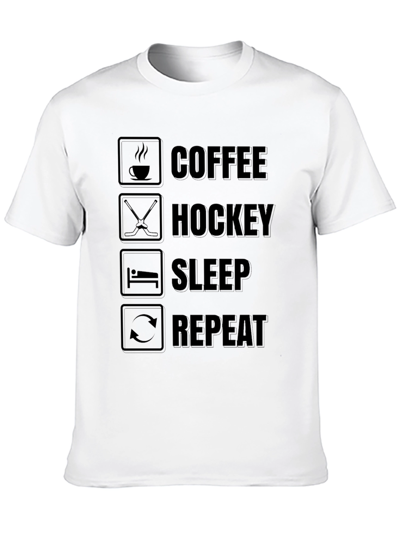 Camiseta Negra Coffee Hockey Sleep Repeat