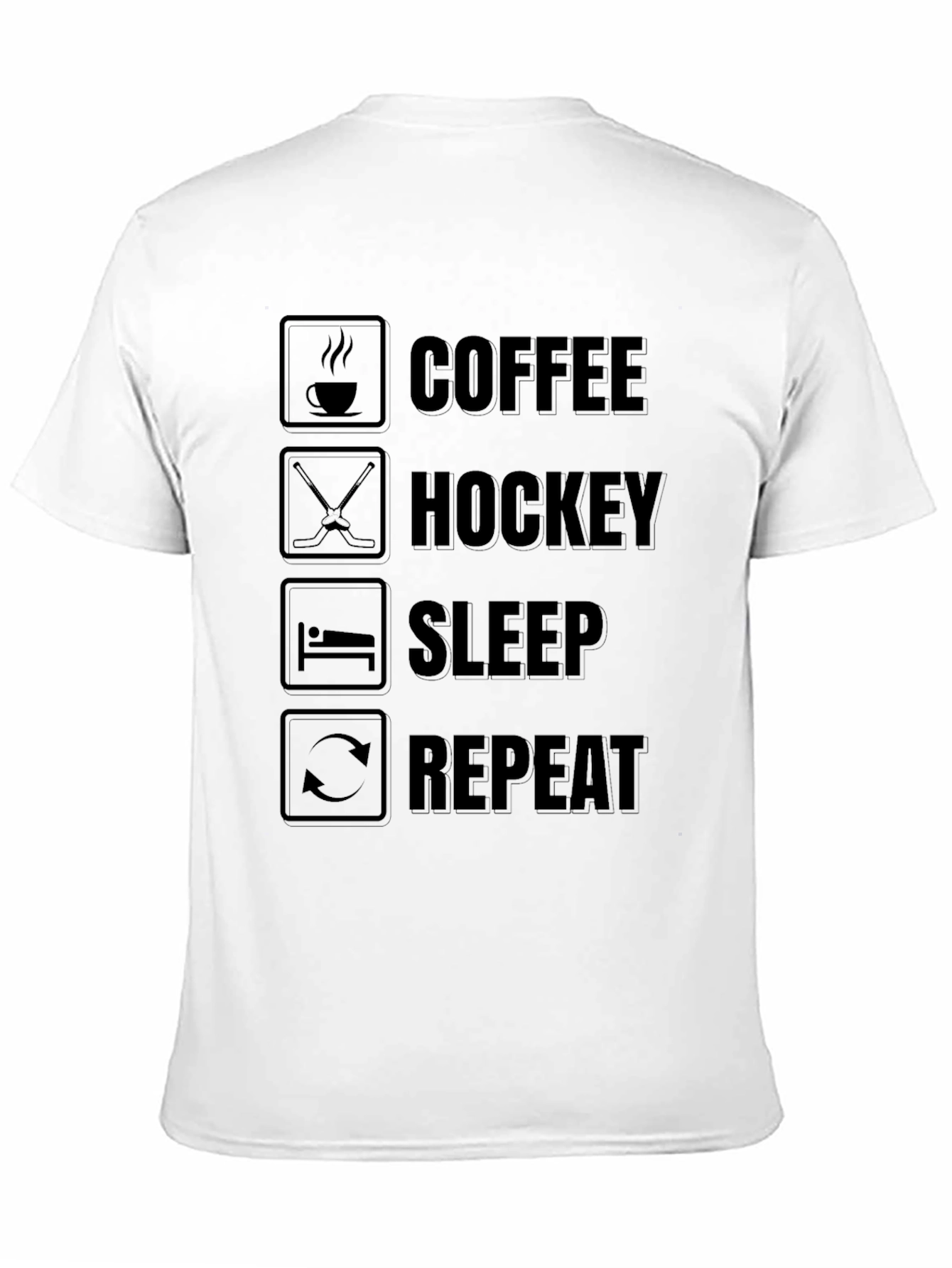 Camiseta Negra Coffee Hockey Sleep Repeat