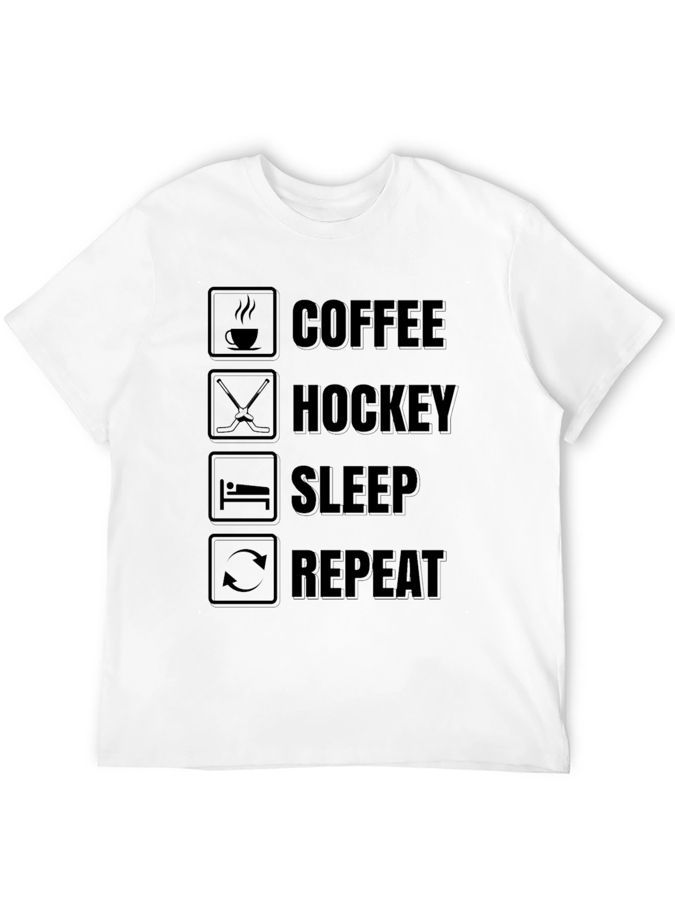 Camiseta Negra Coffee Hockey Sleep Repeat