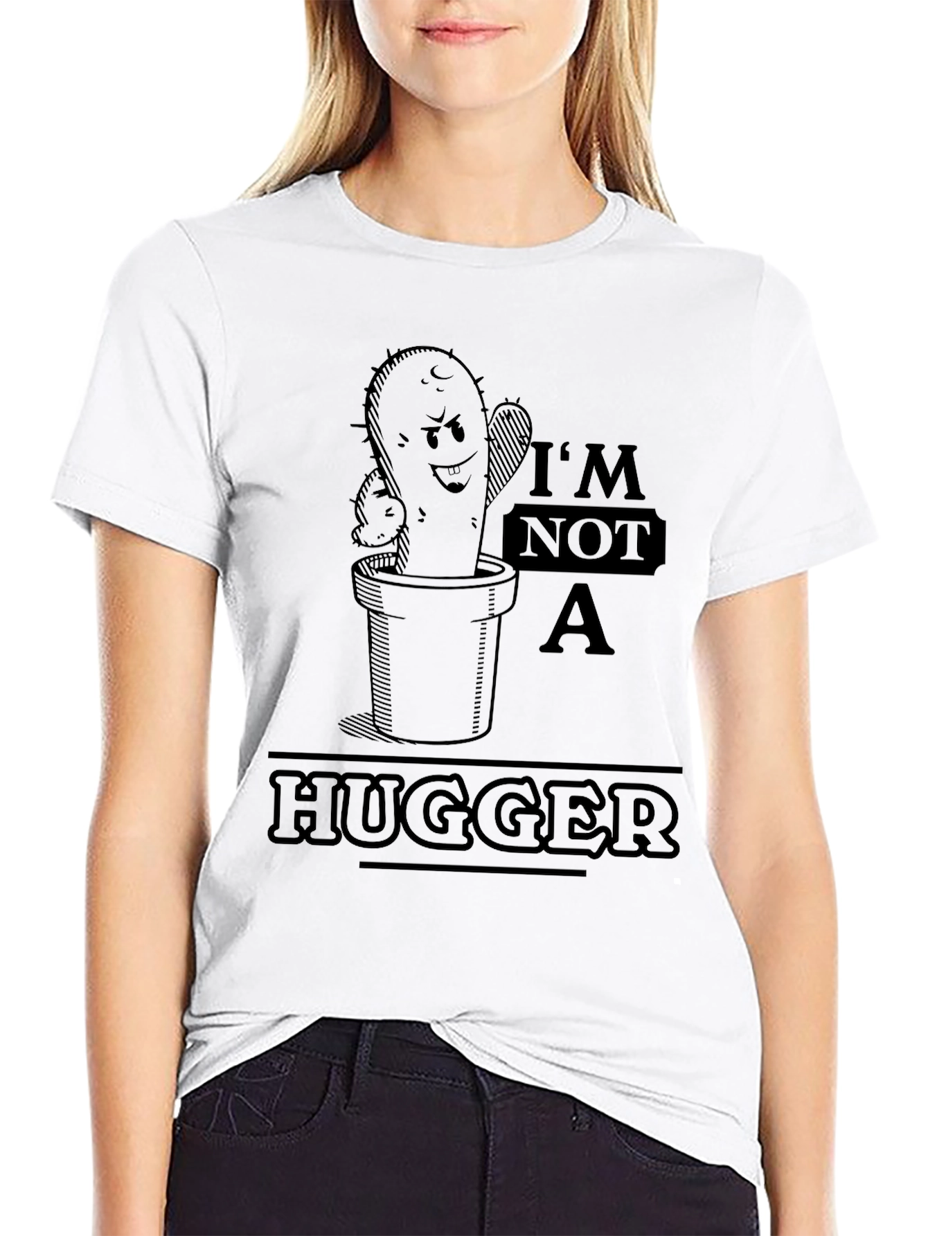 Camiseta Negra Cactus No Soy Abrazador