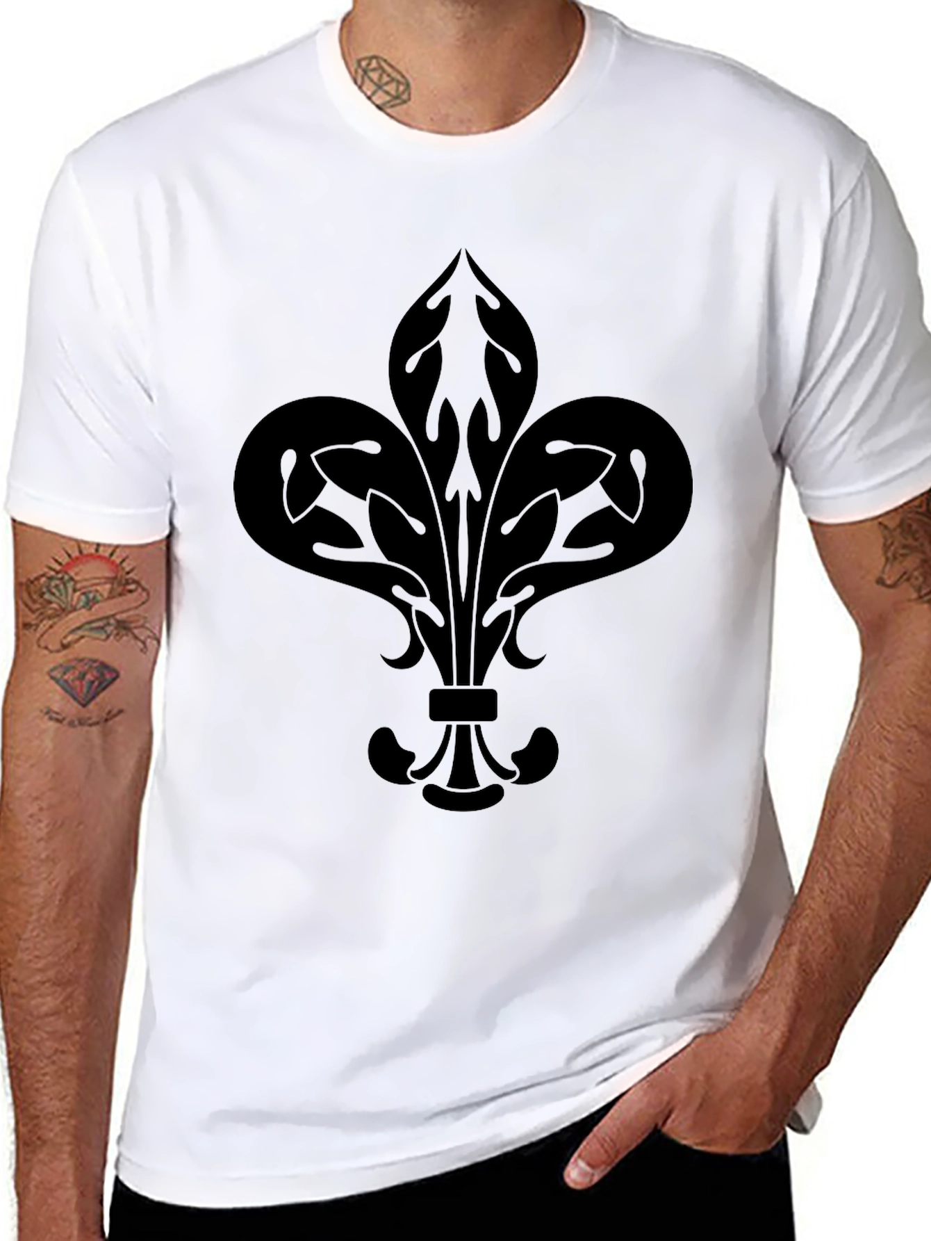 Camiseta Negra Hombre con Diseño Floral