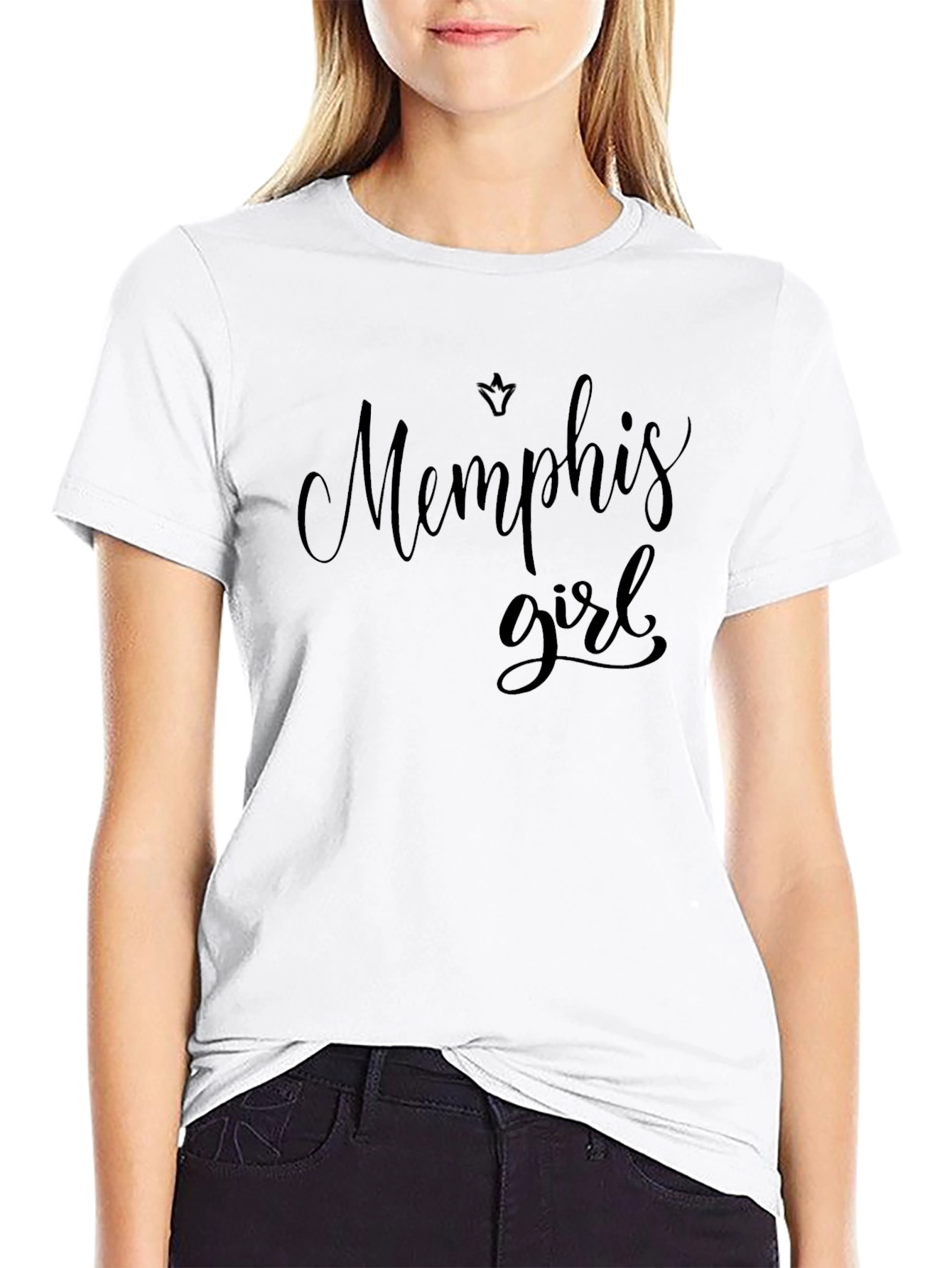 Camiseta Negra Memphis Girl Estilo Casual