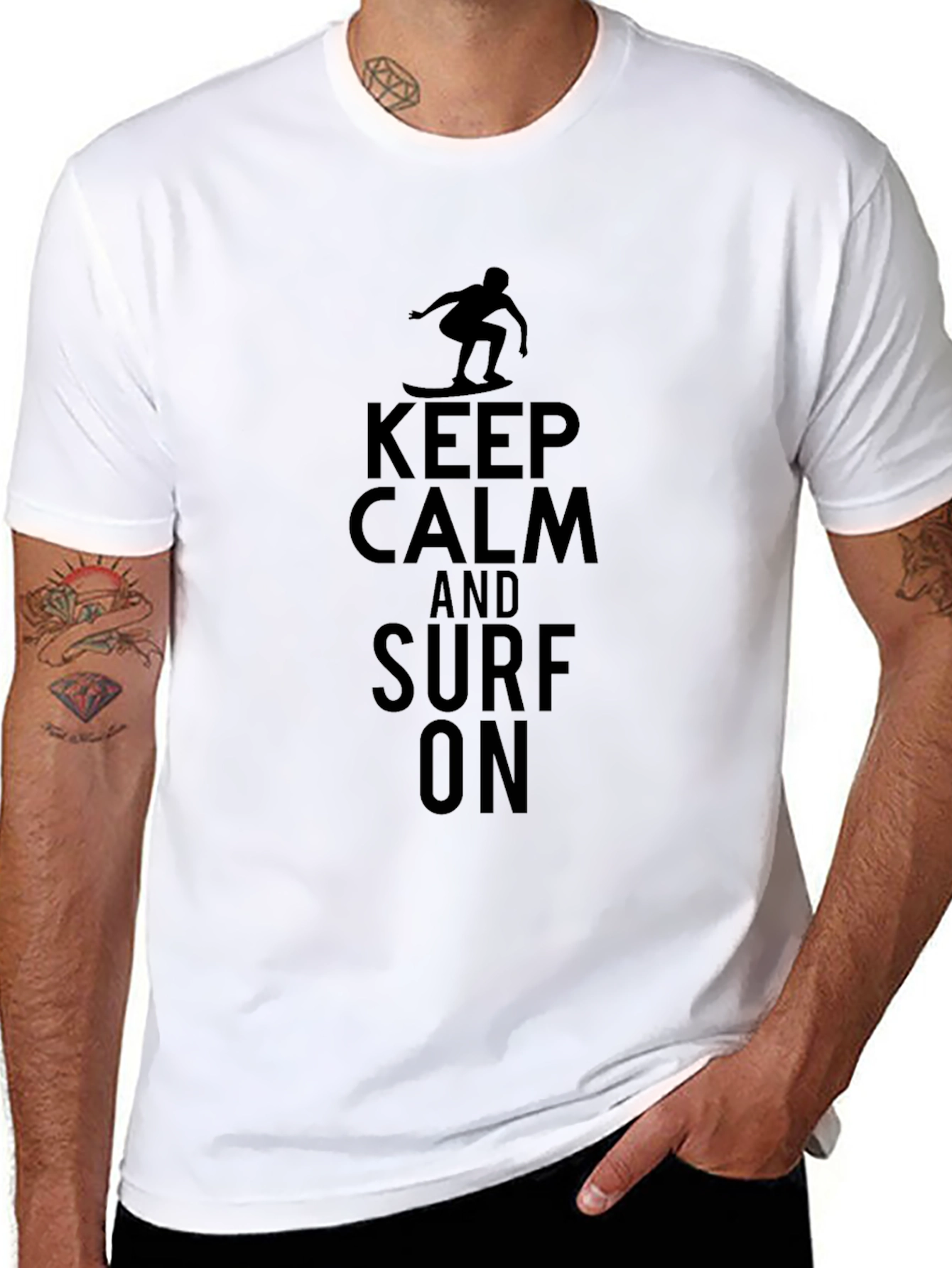 Camiseta Negra Keep Calm and Surf On
