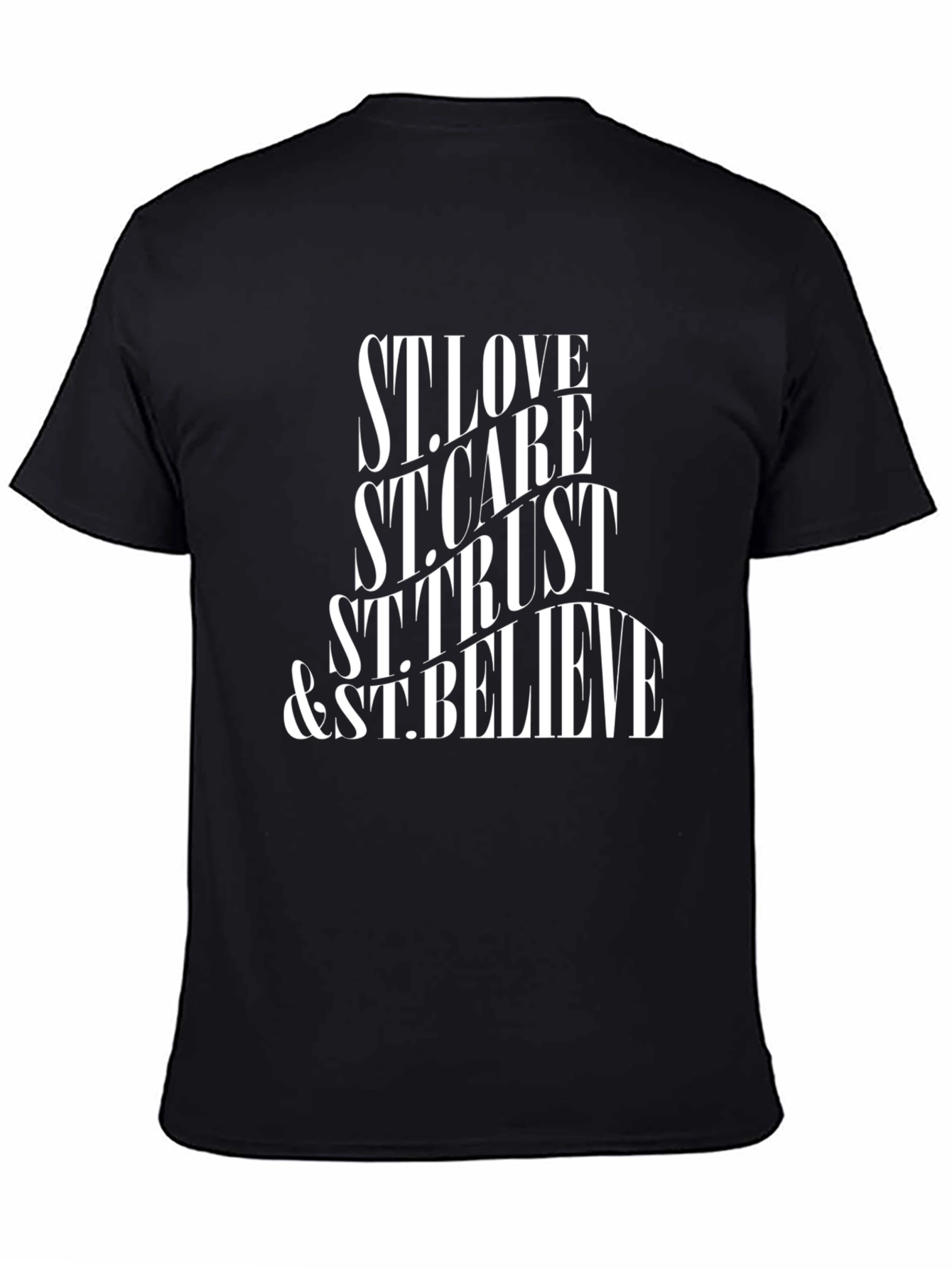 Camiseta Negra St. Love Care Trust & Believe