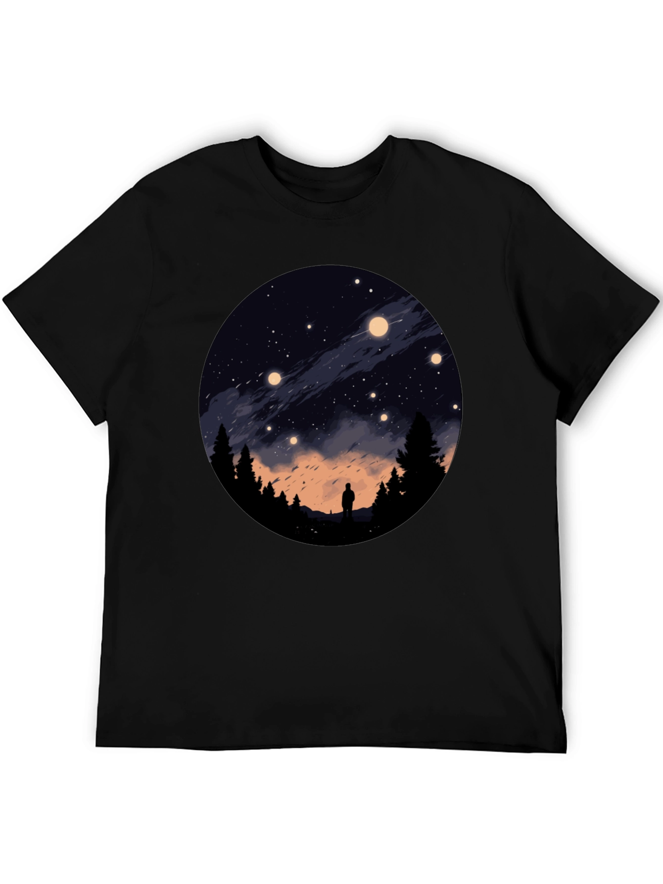 Camiseta Negra con Diseño de Noche Estrellada