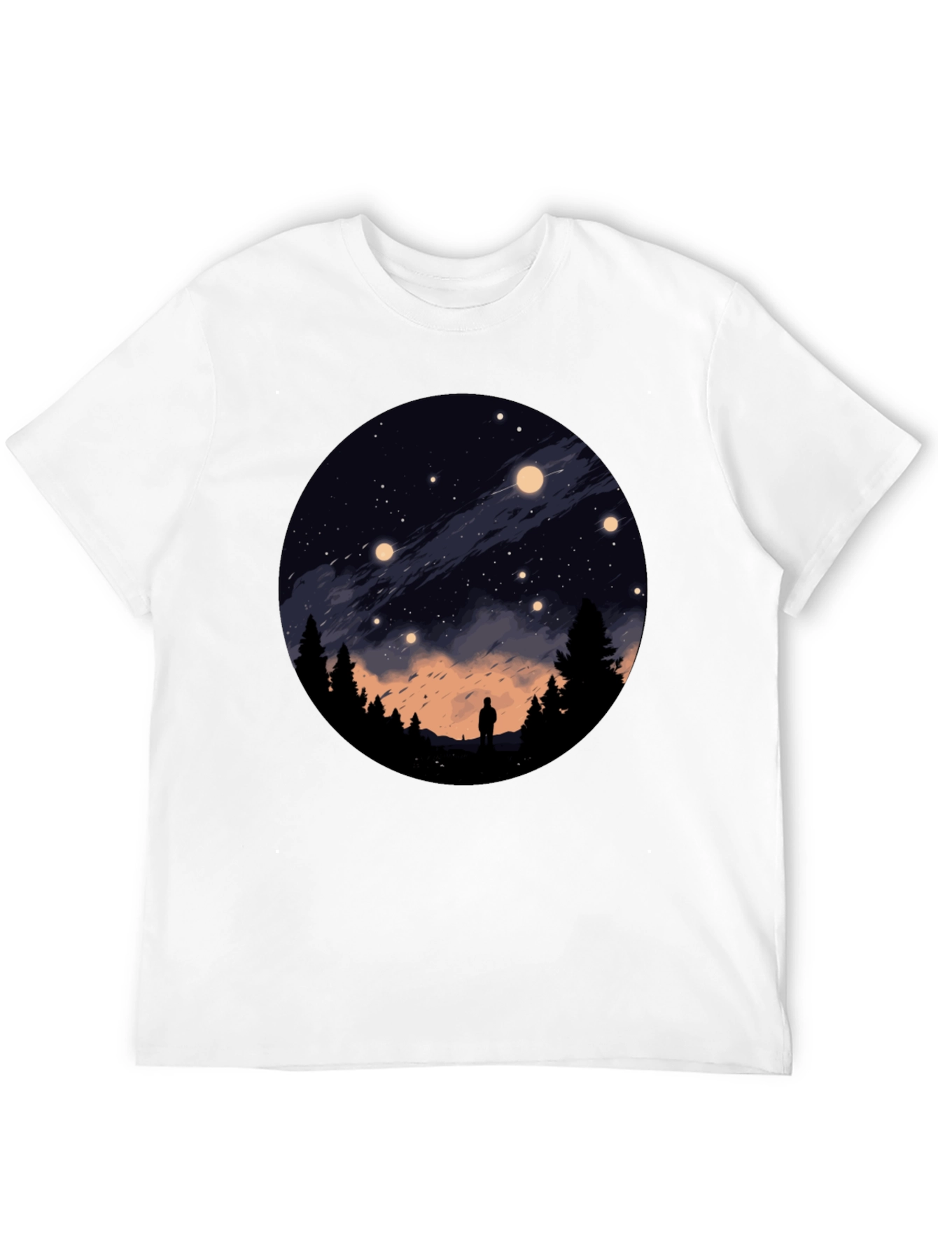 Camiseta Negra con Diseño de Noche Estrellada