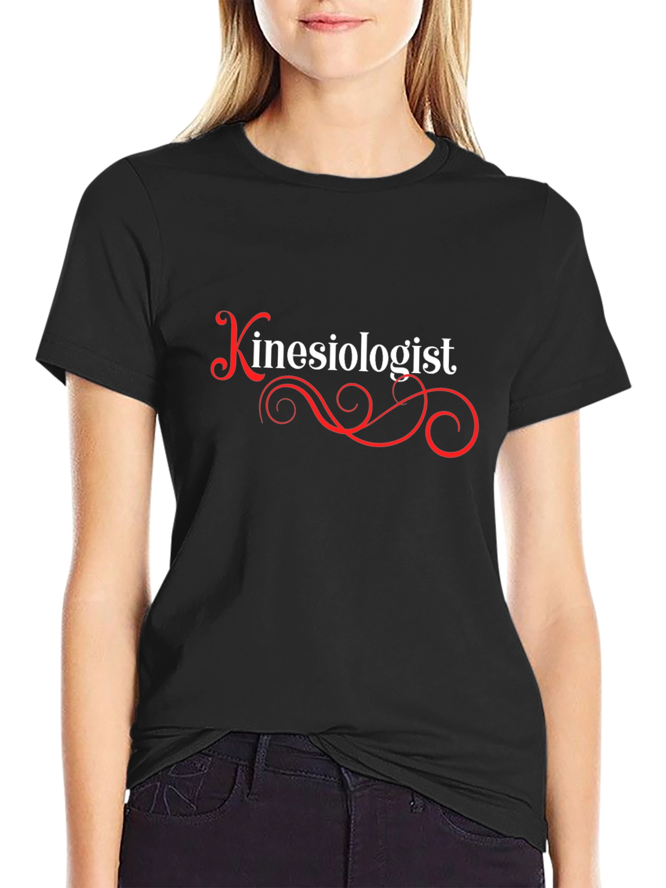 Camiseta Negra Kinesiólogo Diseño Elegante