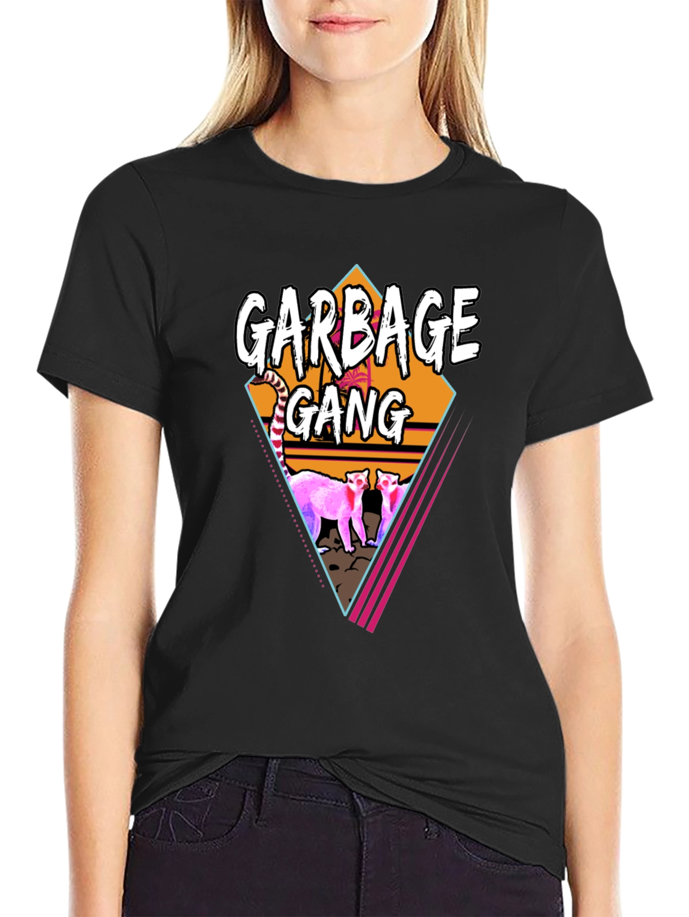 Camiseta Negra Garbage Gang Retro