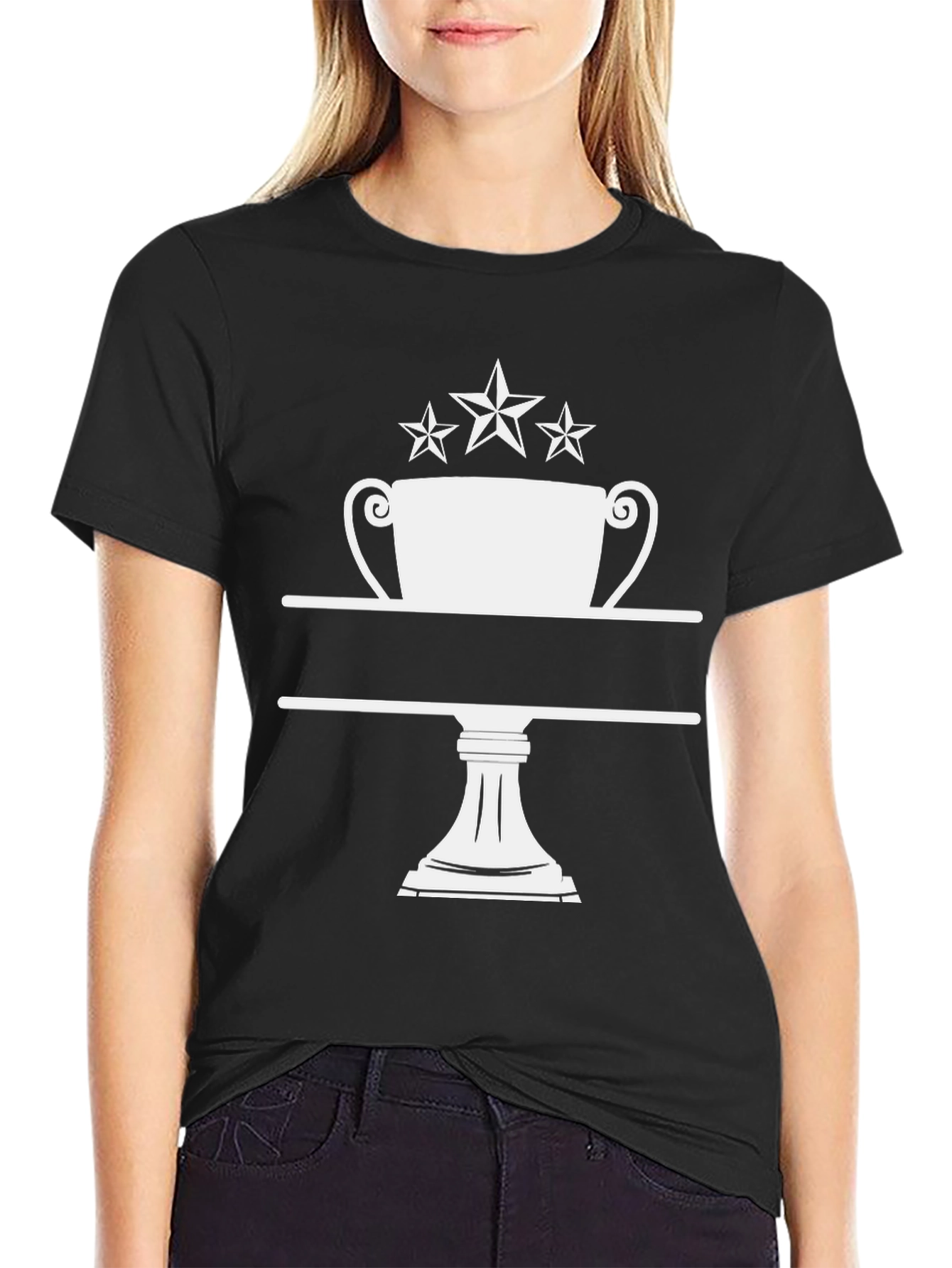 Camiseta Negra Trofeo con Estrellas