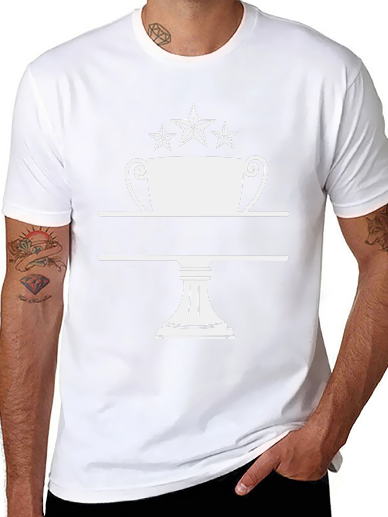 Camiseta Negra Trofeo con Estrellas
