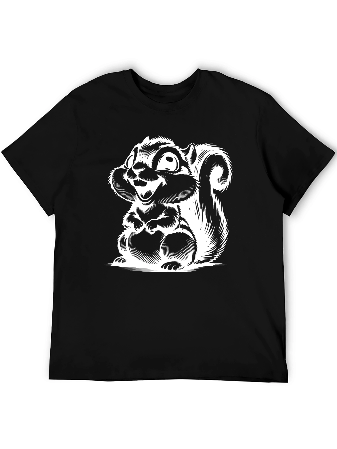 Camiseta Negra con Diseño de Ardilla Animada