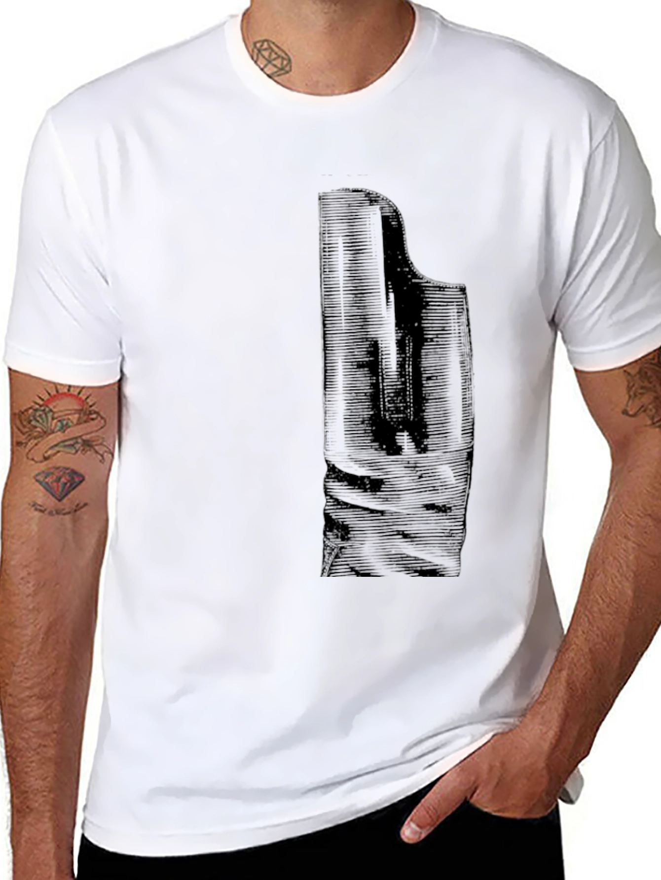 Camiseta Negra con Diseño Abstracto Elegante