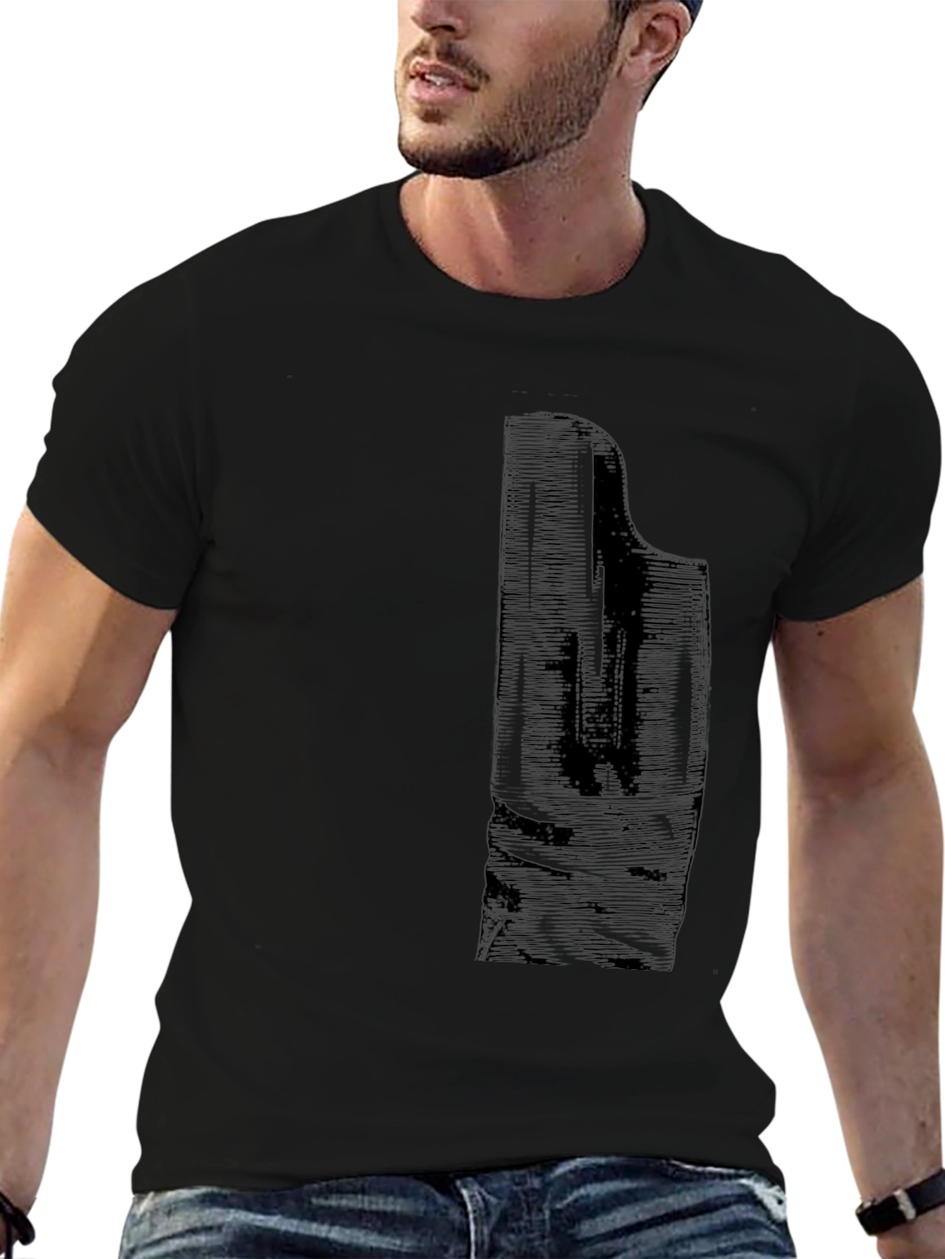 Camiseta Negra con Diseño Abstracto Elegante