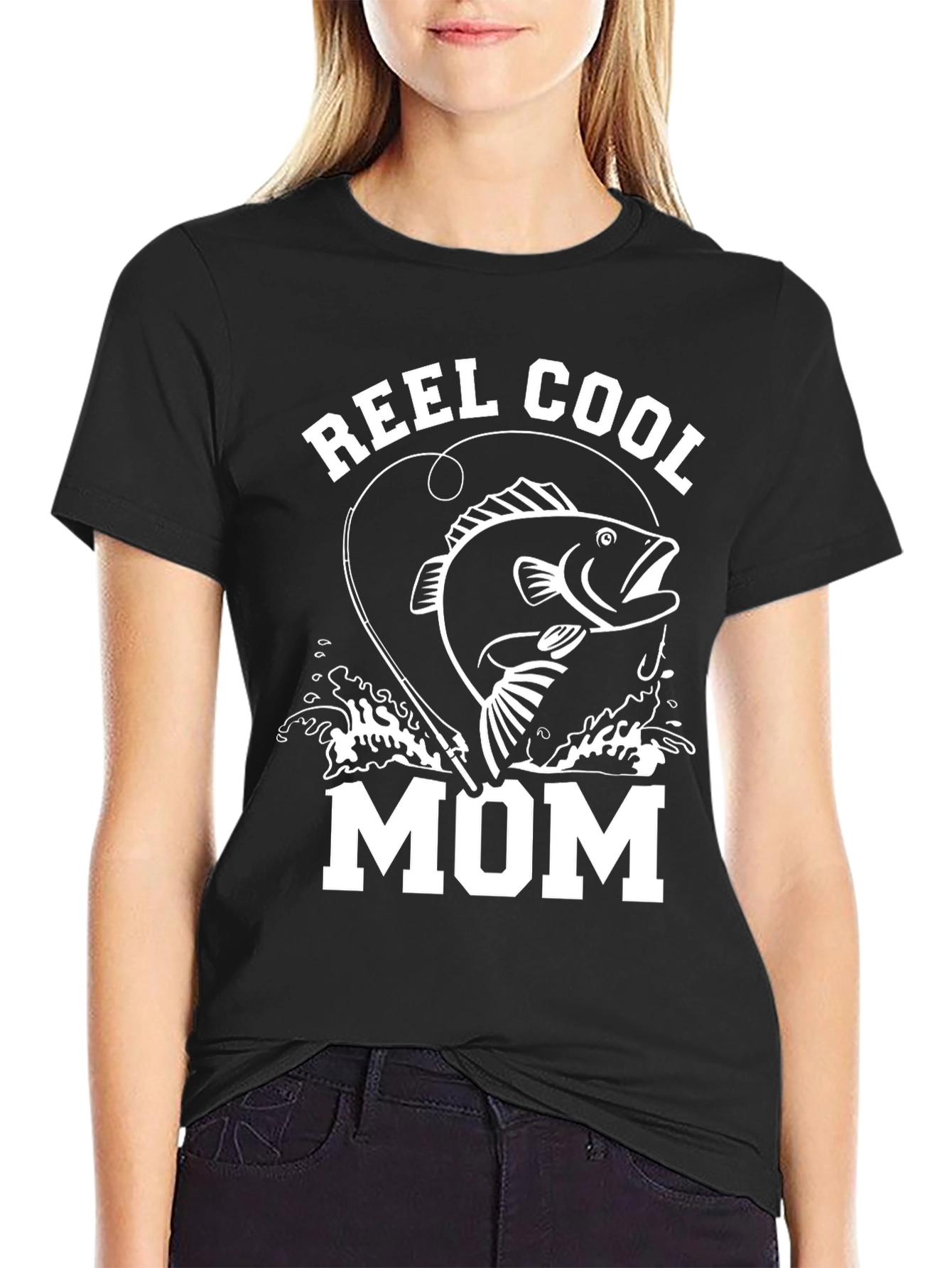 Camiseta Negra Reel Cool Mom Pesca