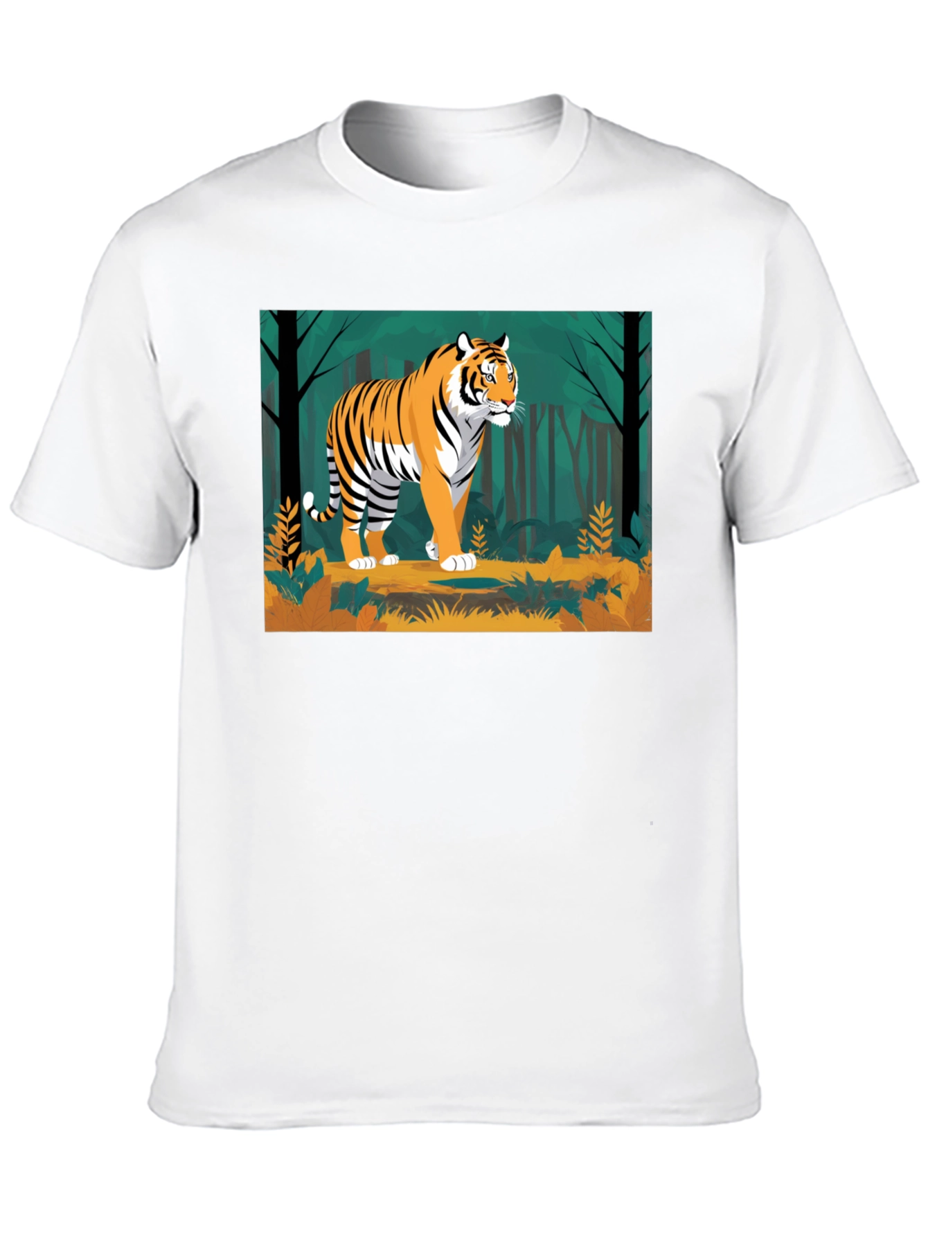 Camiseta Negra con Diseño de Tigre en la Selva