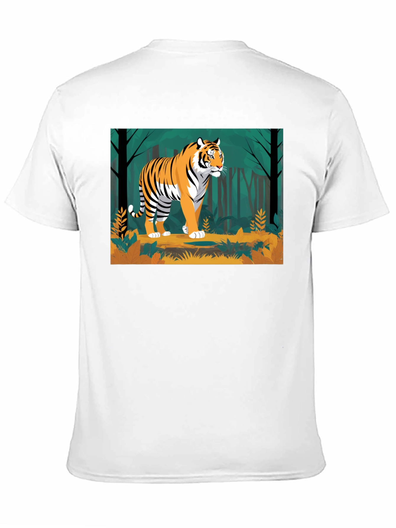 Camiseta Negra con Diseño de Tigre en la Selva