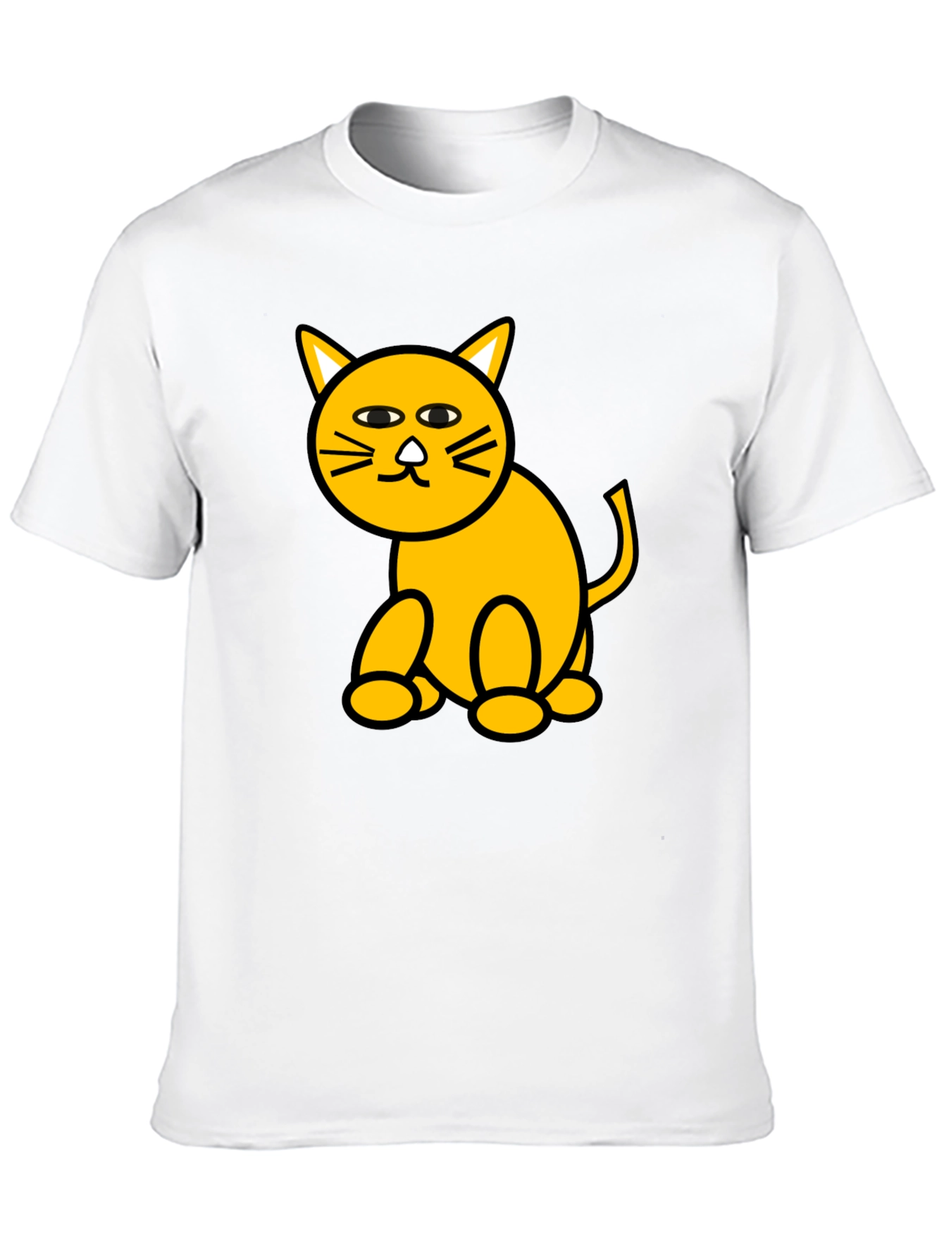 Camiseta Negra con Diseño de Gato Amarillo Divertido