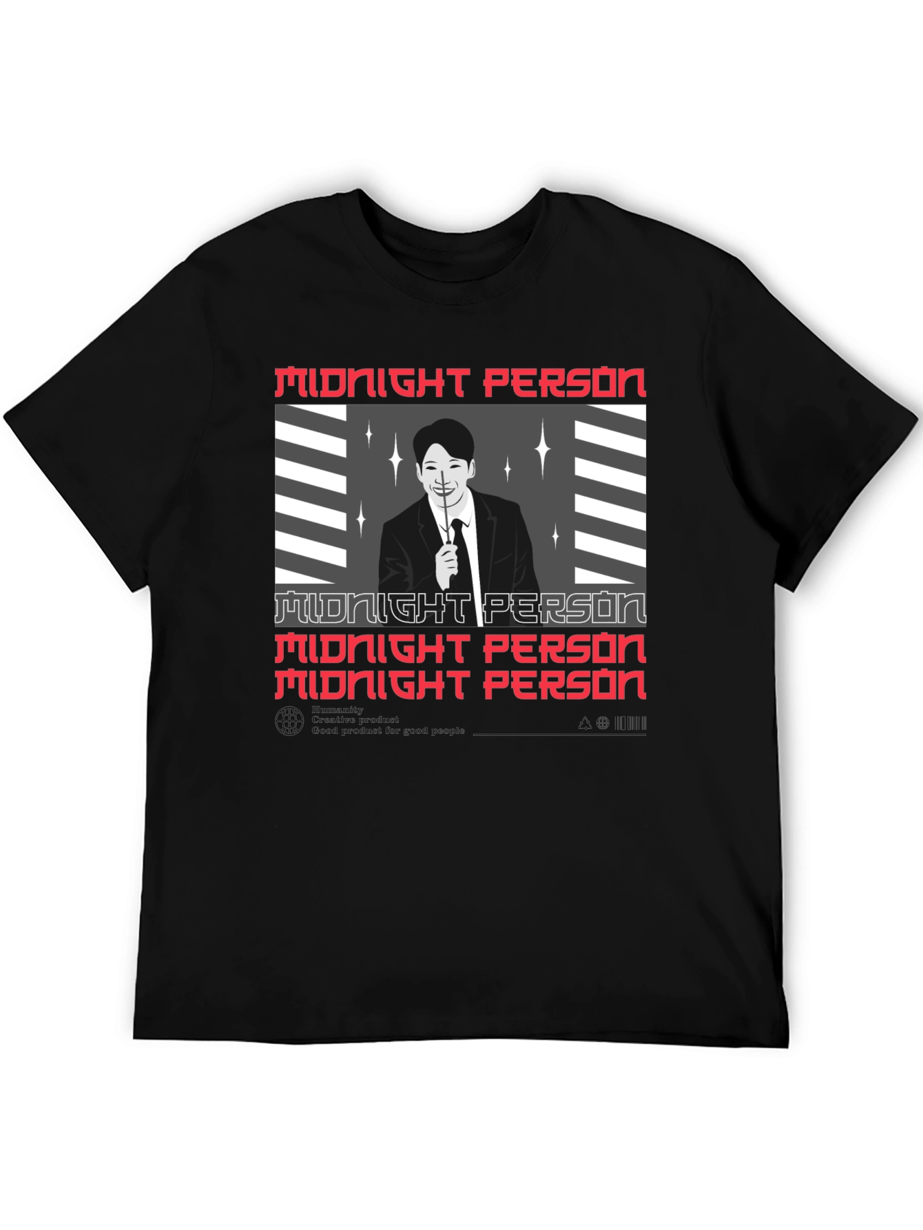 Camiseta Negra Midnight Person Diseño Gráfico