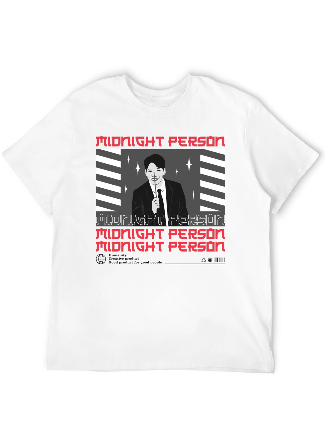 Camiseta Negra Midnight Person Diseño Gráfico
