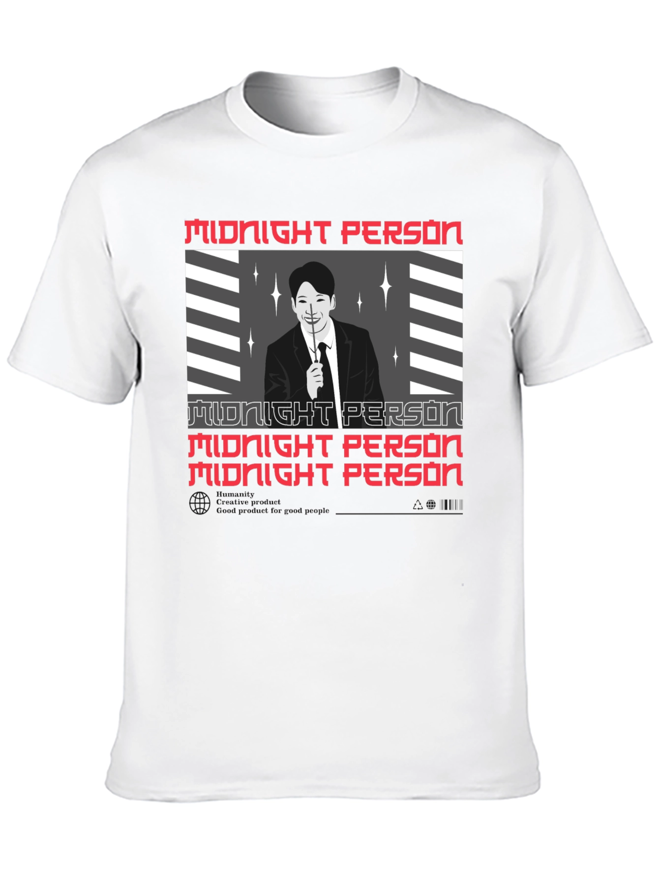 Camiseta Negra Midnight Person Diseño Gráfico