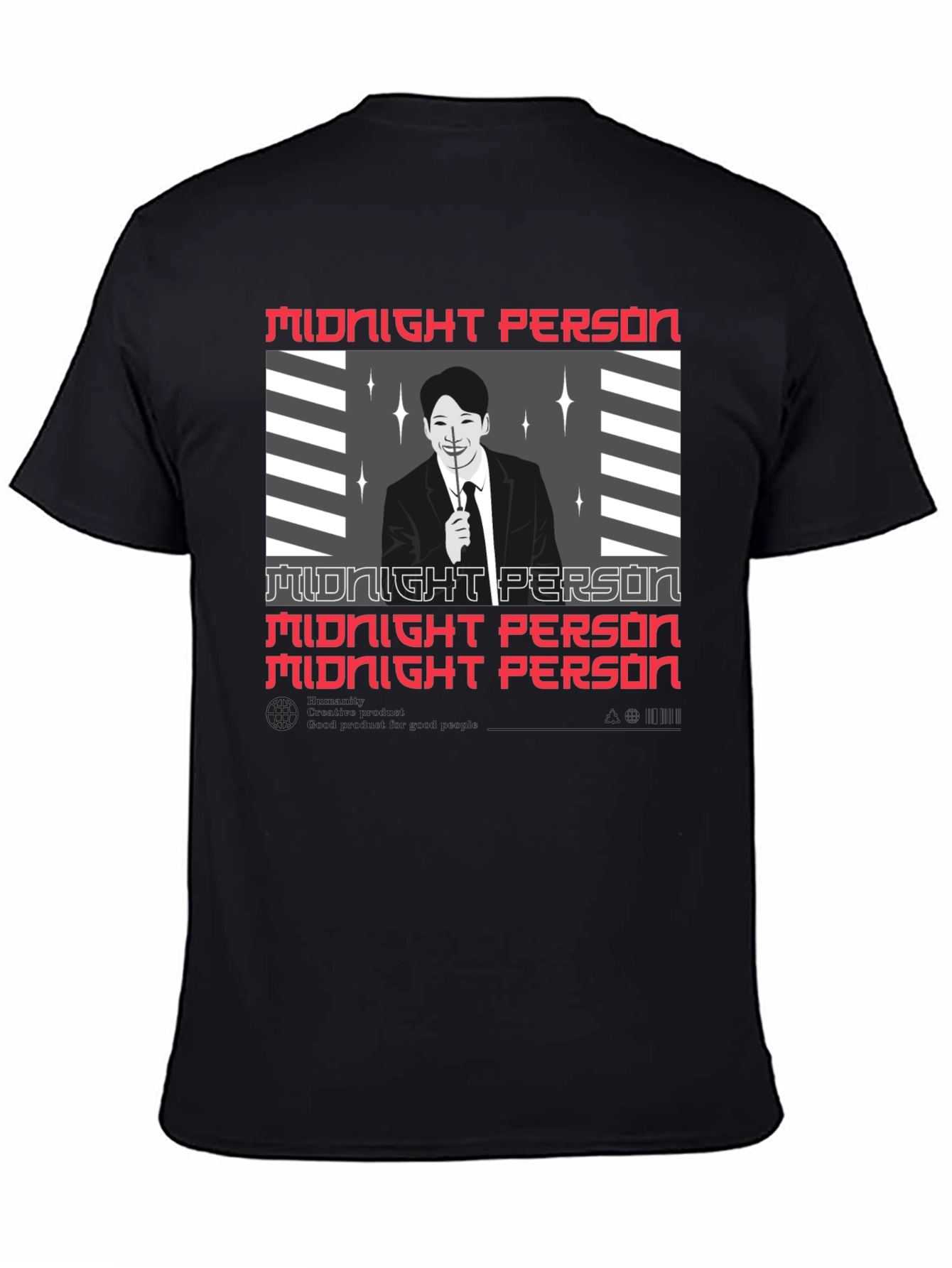 Camiseta Negra Midnight Person Diseño Gráfico