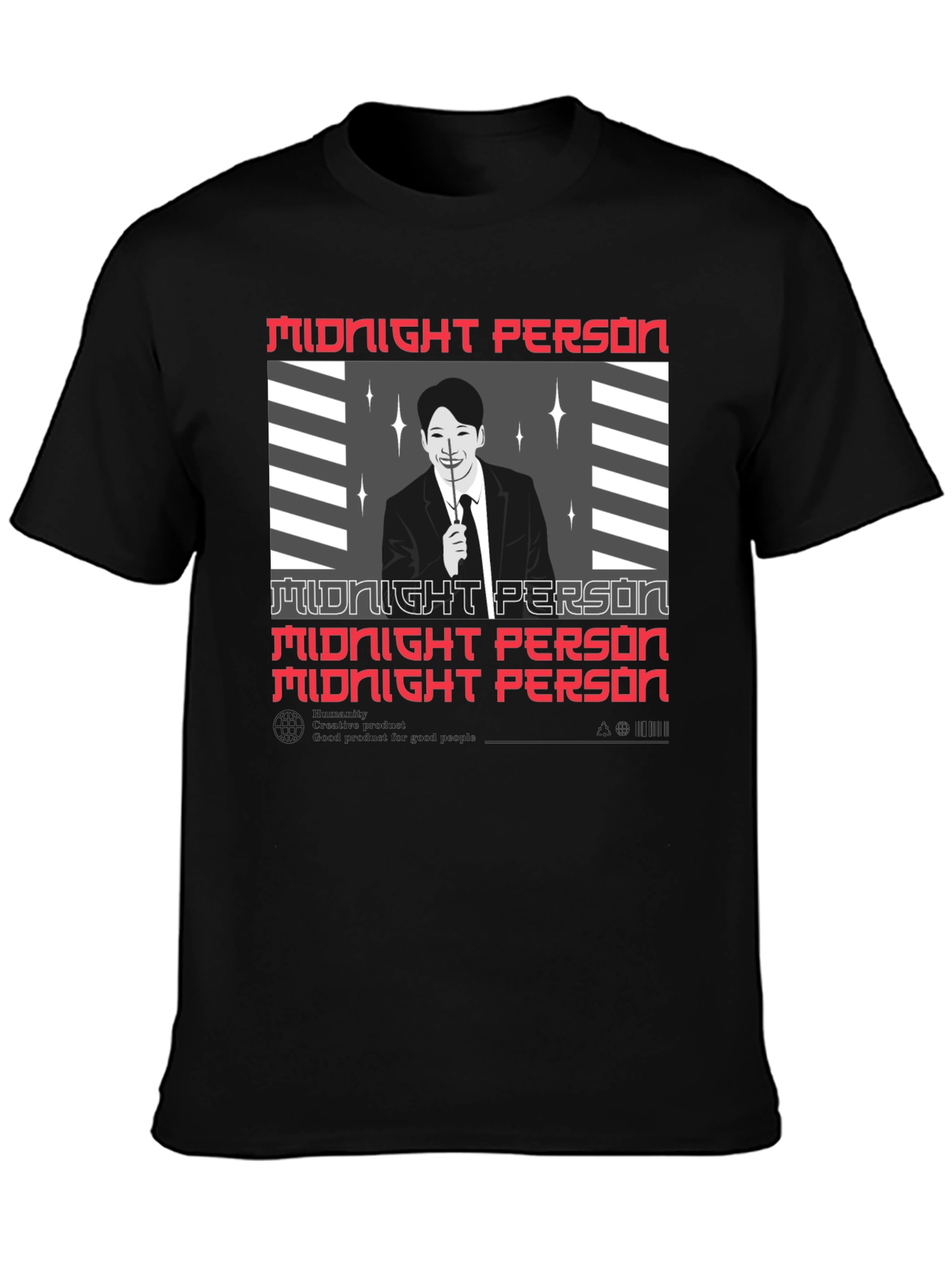 Camiseta Negra Midnight Person Diseño Gráfico