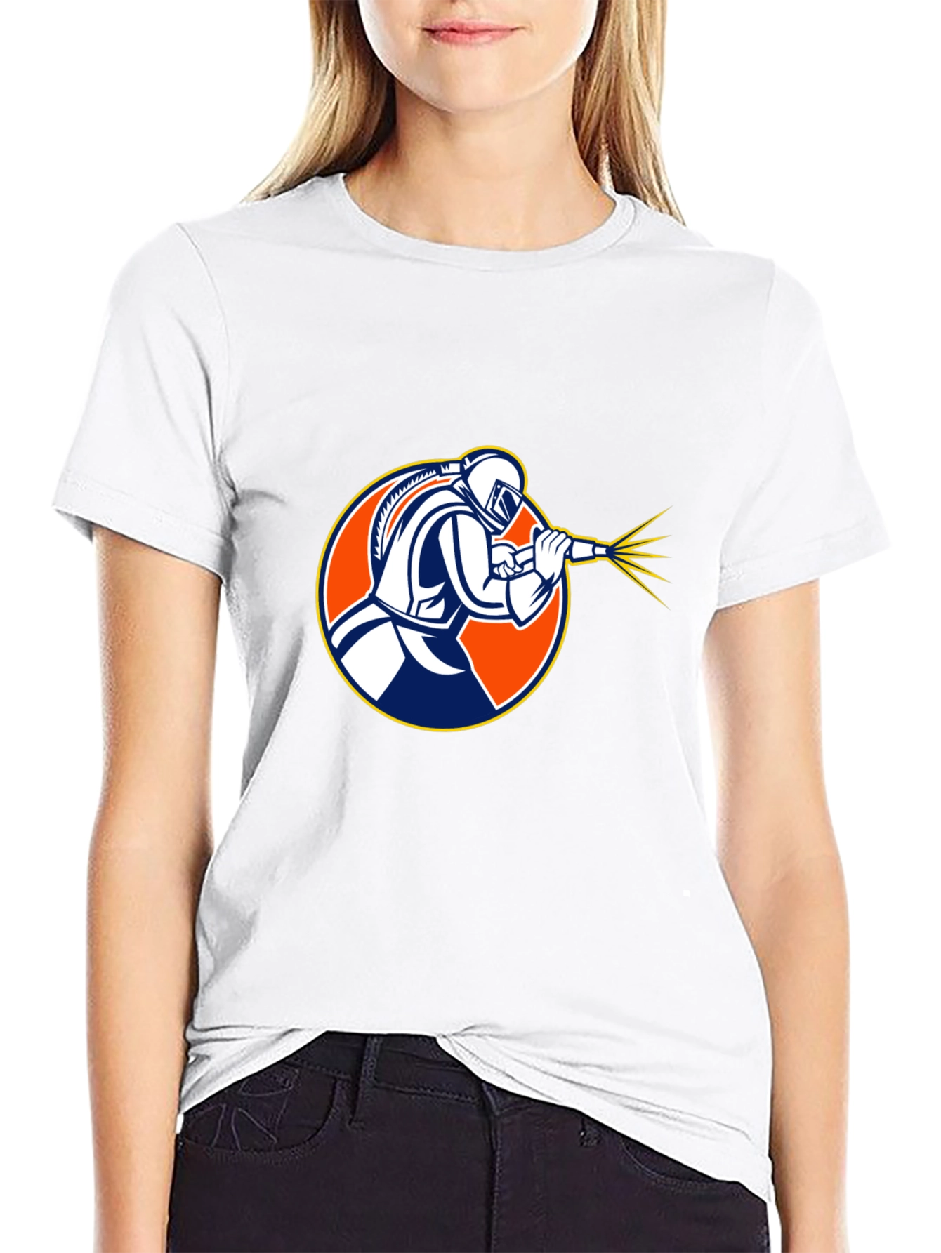 Camiseta Negra con Diseño de Soldador Profesional