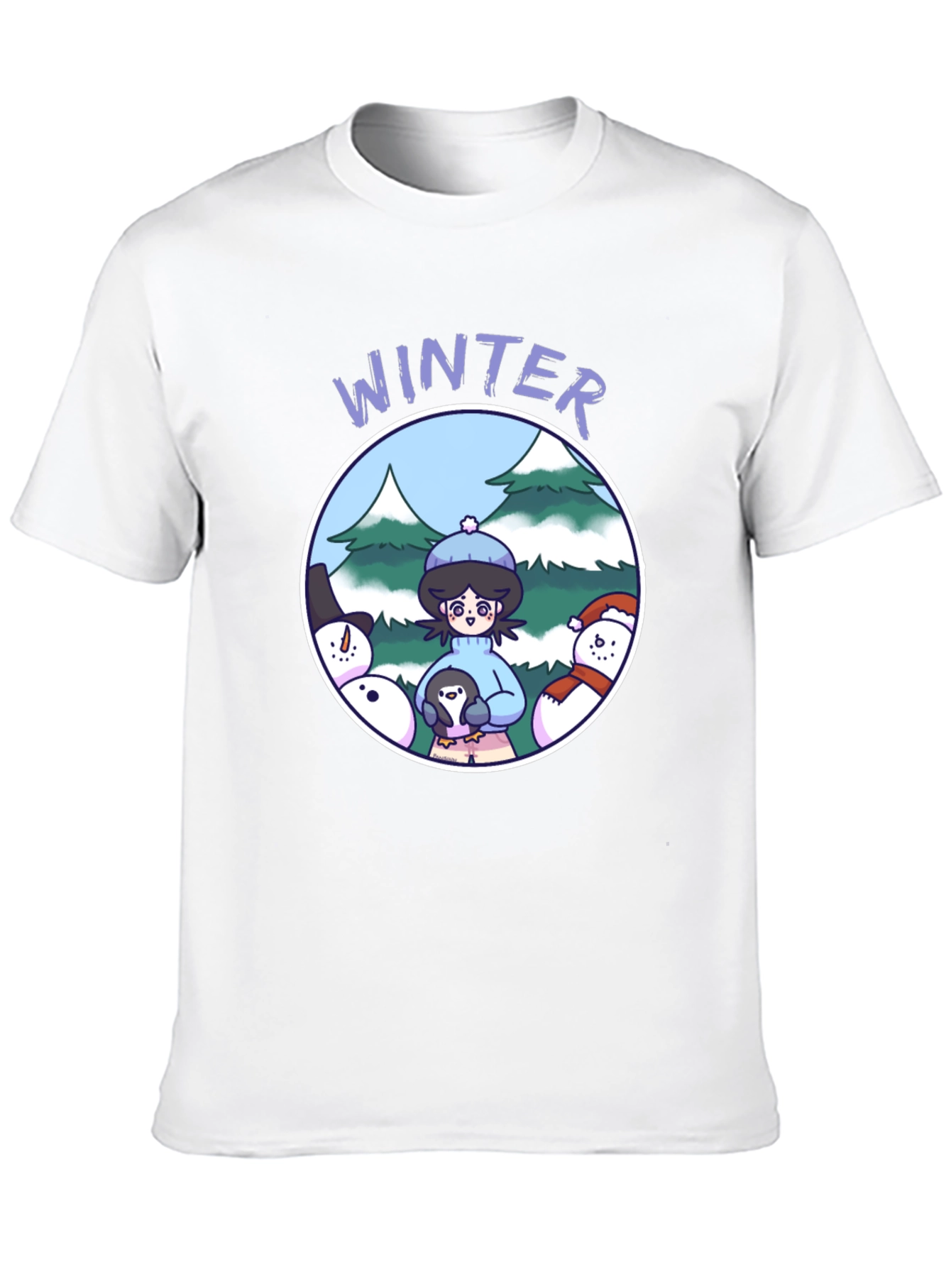 Camiseta Negra Invierno con Diseño Animado